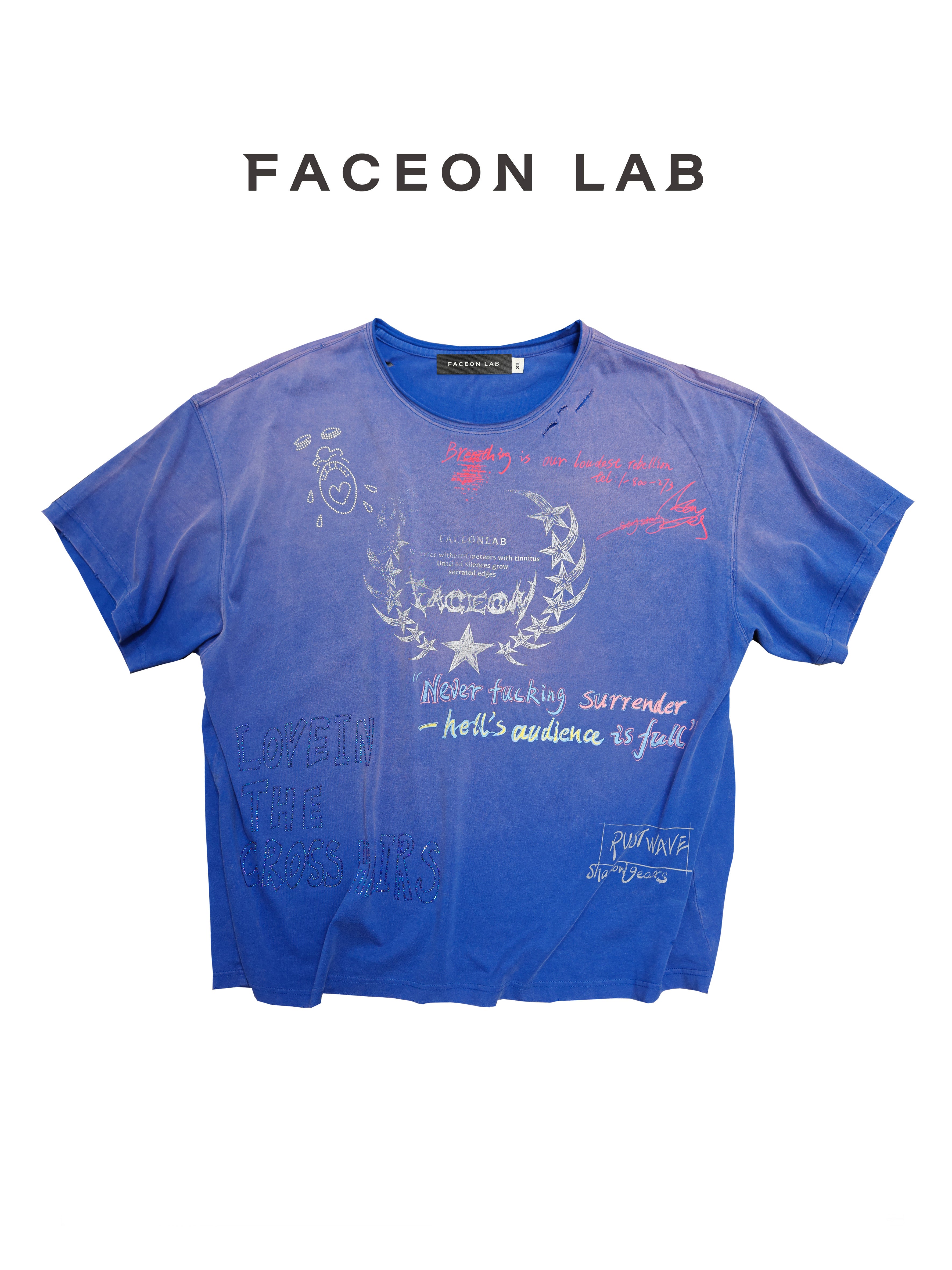 FACEONLAB Post-Punk Slogan Graphic T-shirt