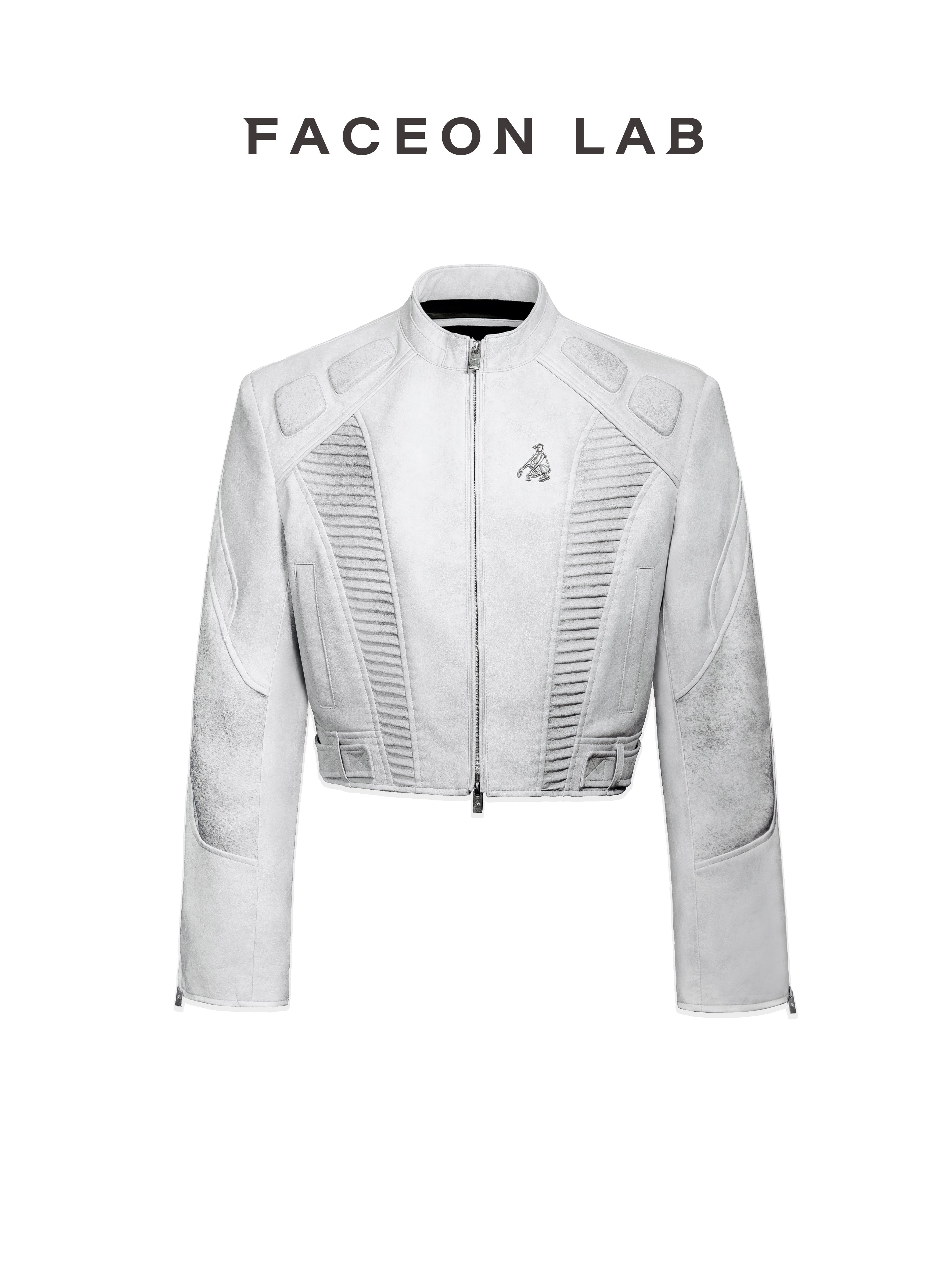FACEONLAB Akira Cropped Moto Leather Jacket
