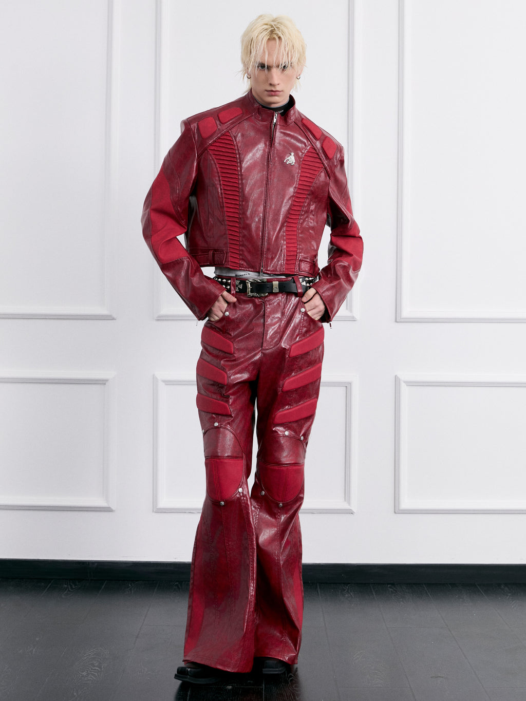 FACEONLAB Akira Cropped Moto Leather Jacket