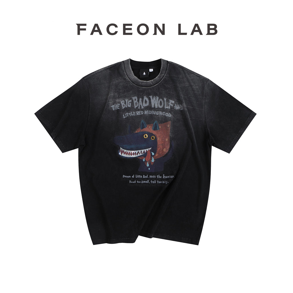 FACEONLAB Dark Fairy Tale Big Bad Wolf Graphic Tee