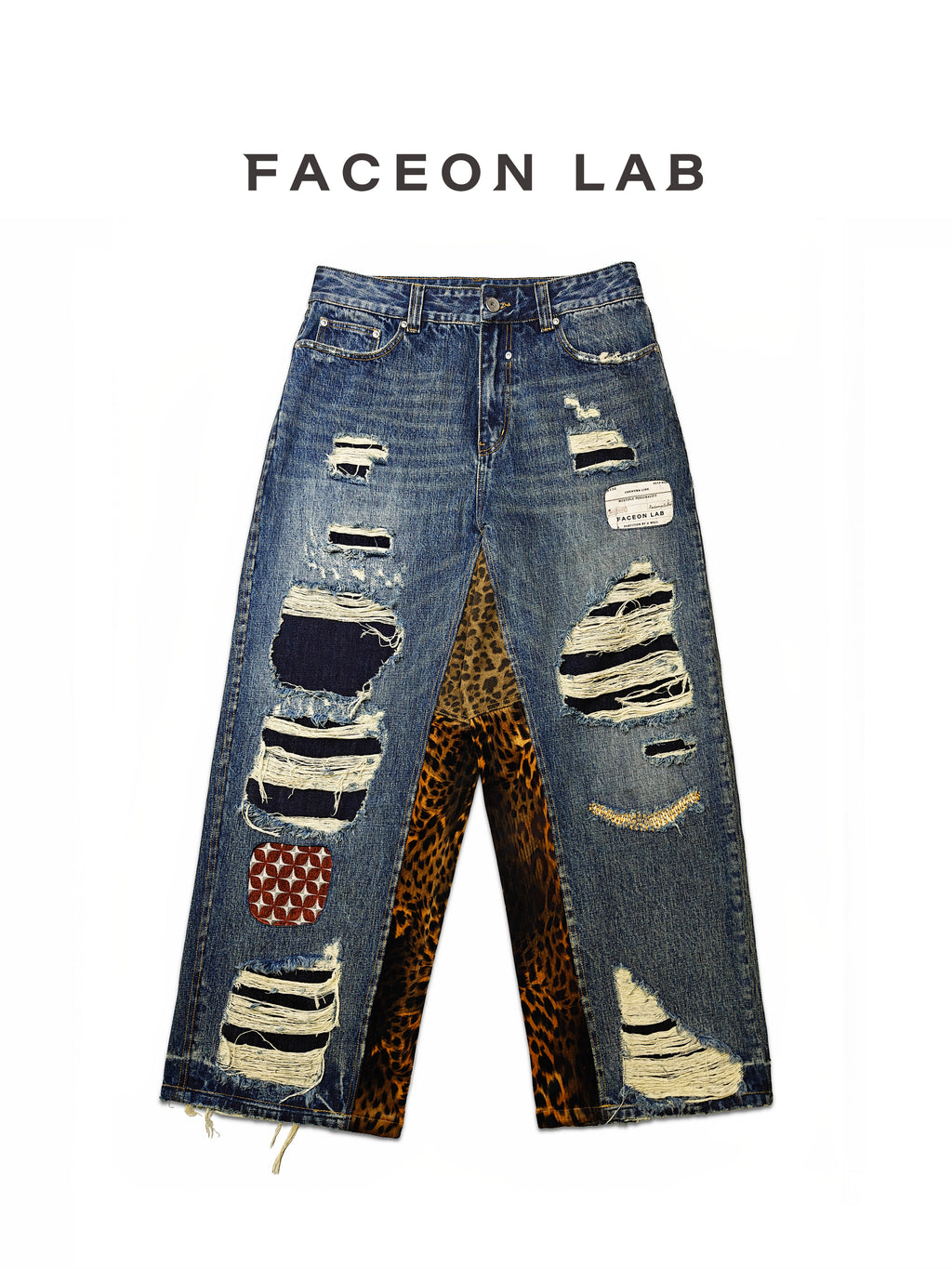 FACEONLAB Wild Cow King 2 Distressed Denim