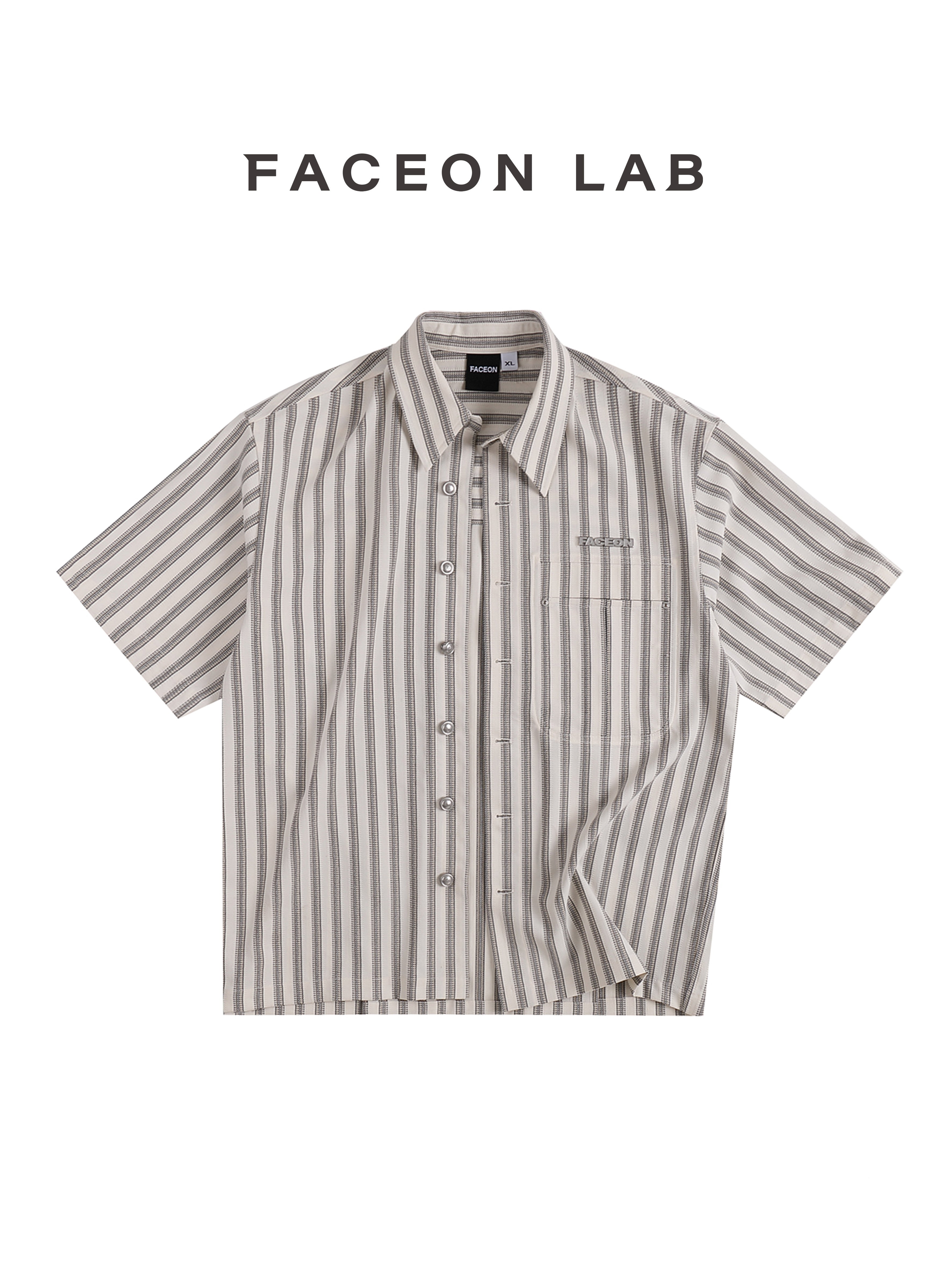 FACEONLAB Striped Short Sleeve Shirt