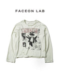 FACEONLAB Six Mood Distressed Destroyed Long Sleeve Top