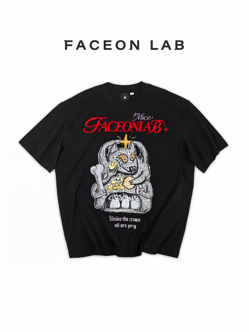 FACEONLAB Cartoon Big Bad Wolf Warrior Graphic T-shirt