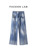FACEONLAB Crystal Ice Blue Full Rhinestone Jeans