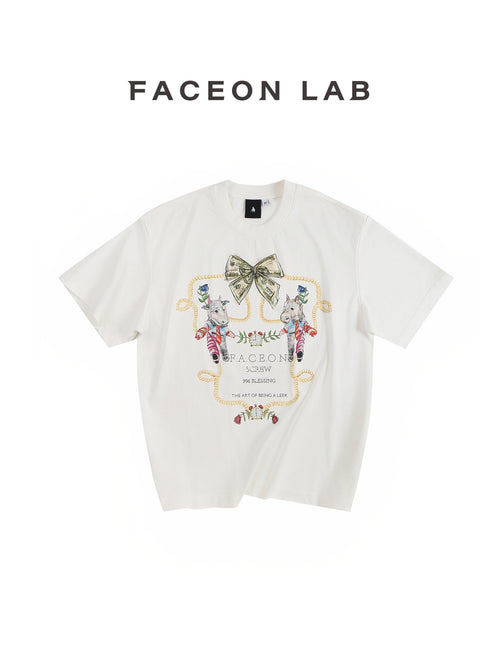 FACEONLAB Crayon Drawing Ox & Horse T-shirt