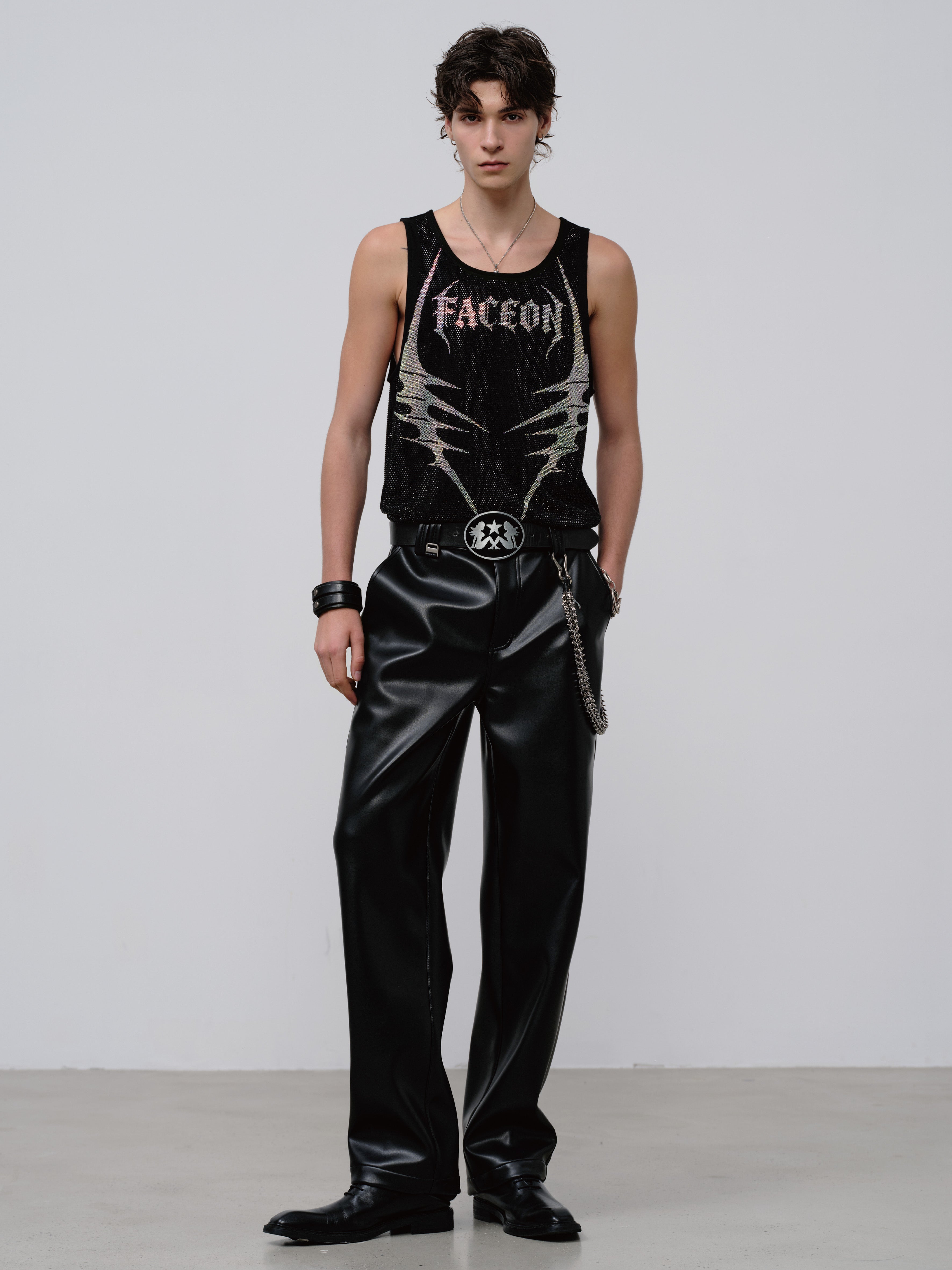 FACEONLAB Fierce Leopard Rhinestone Tank Top