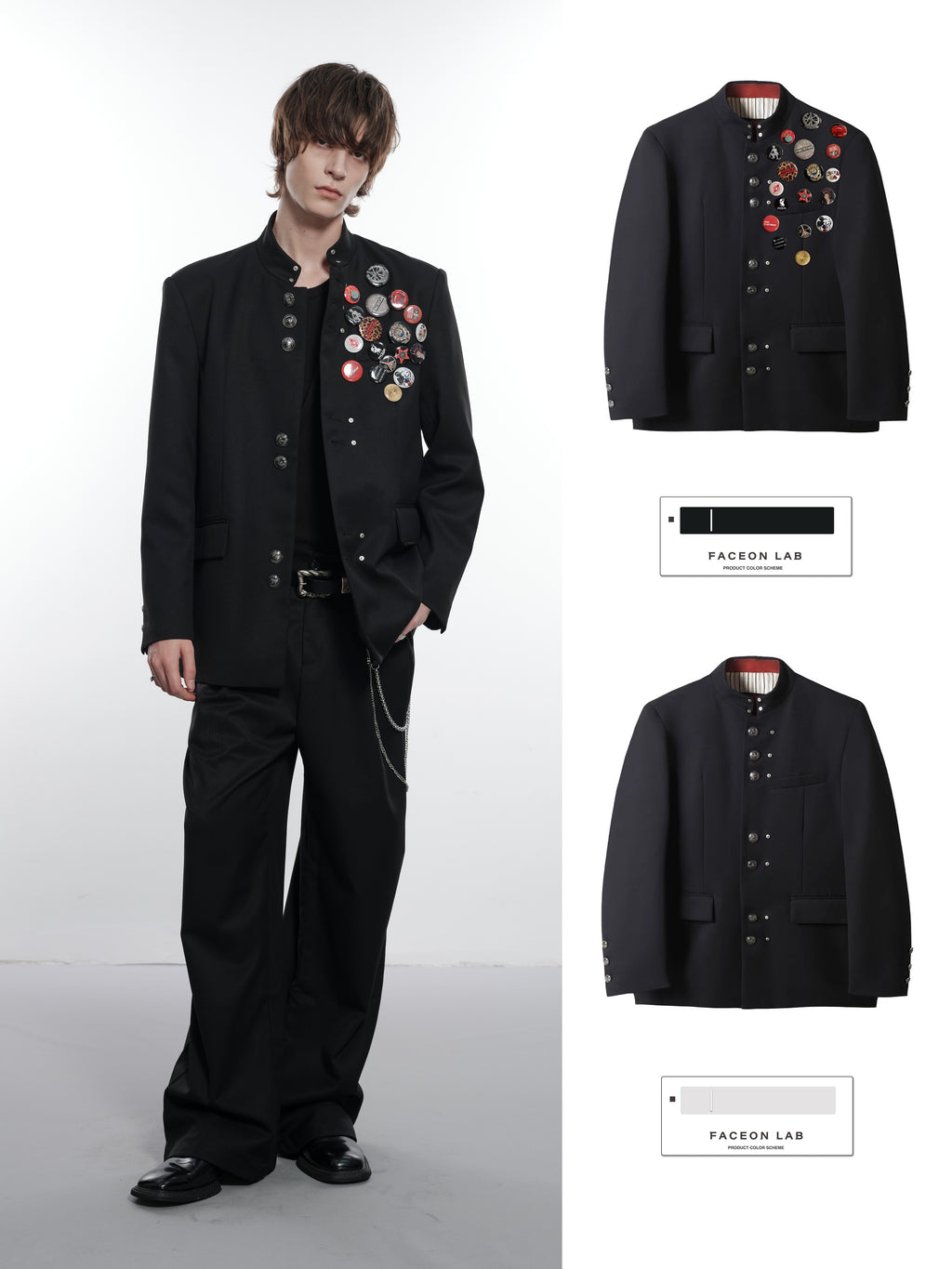 FACEONLAB Wool Blend Long Uniform Blazer