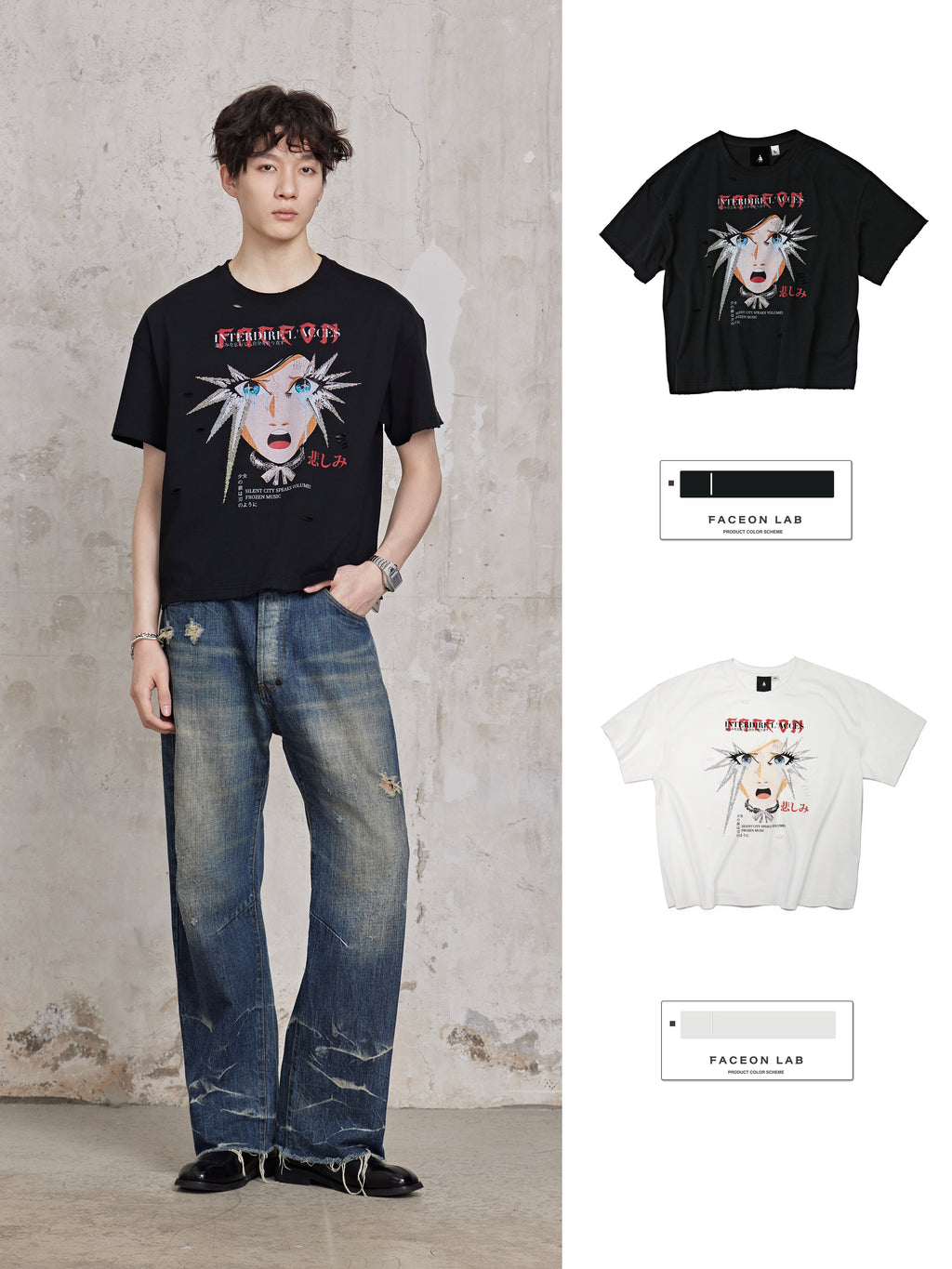 FACEONLAB Girl's Tears Rhinestone T-shirt
