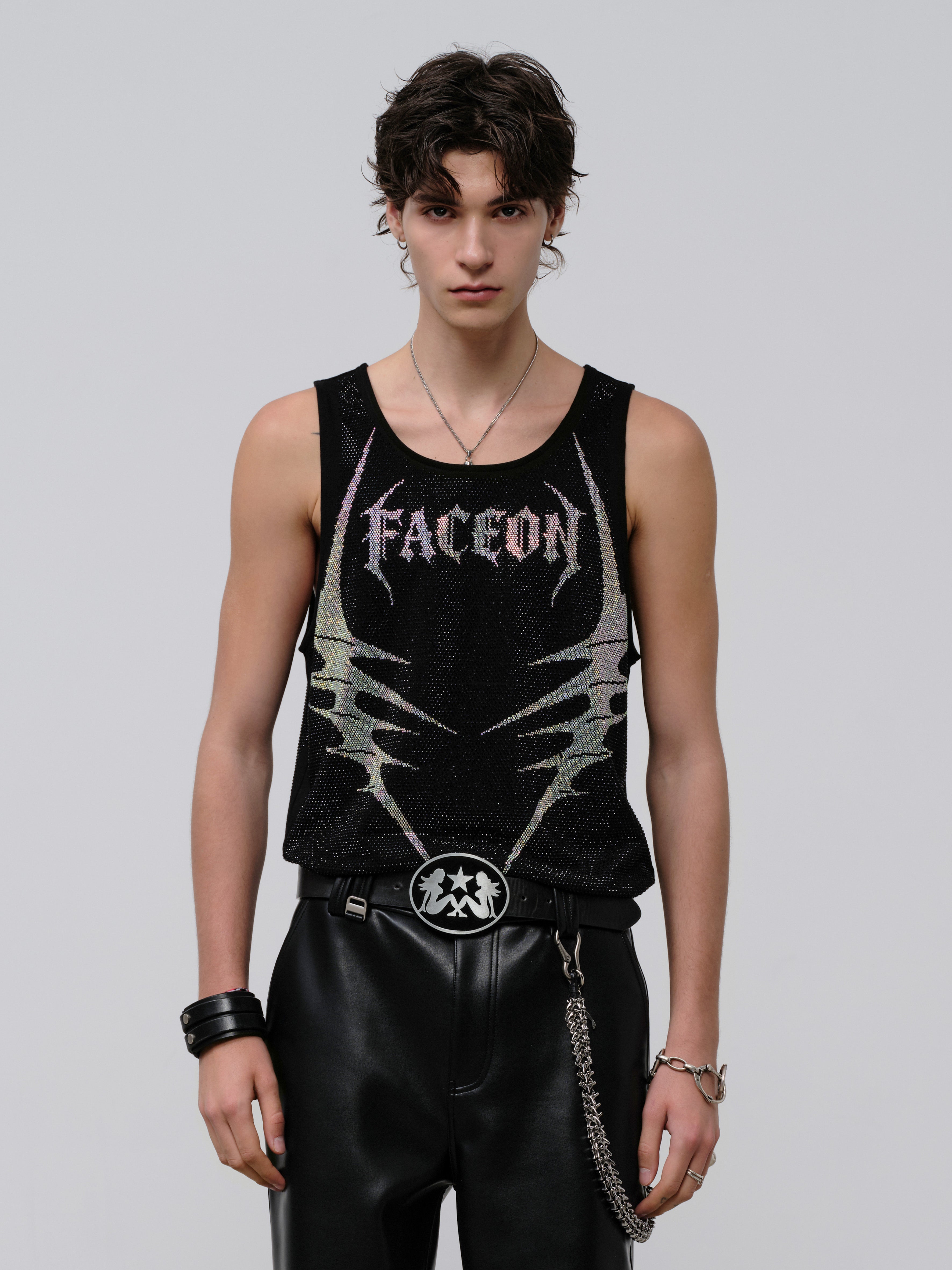 FACEONLAB Fierce Leopard Rhinestone Tank Top