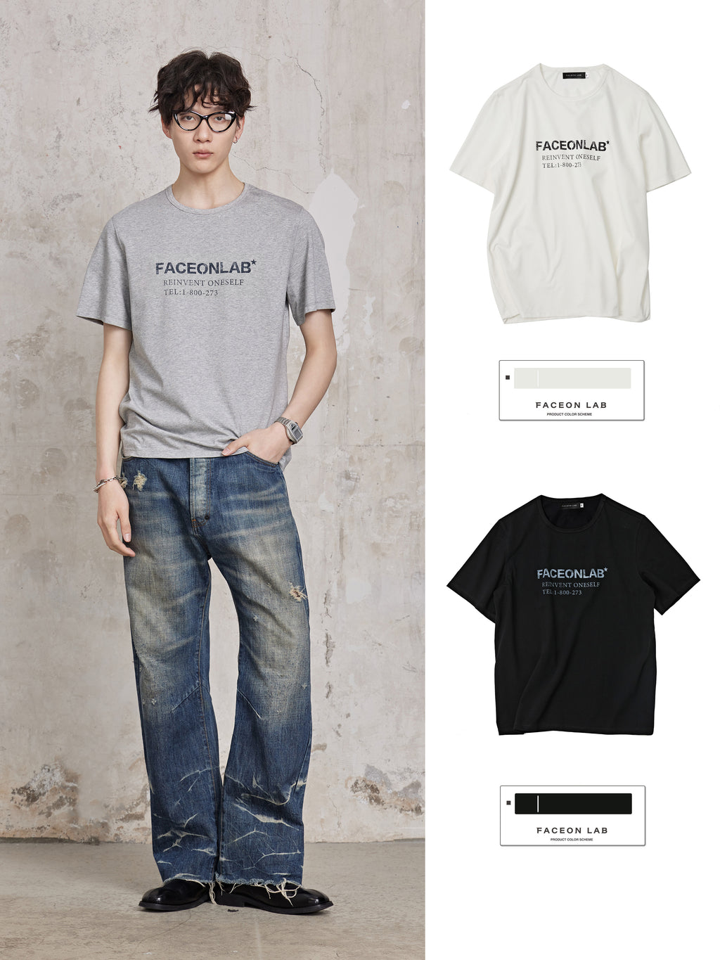 FACEONLAB Basic Plain T-shirt