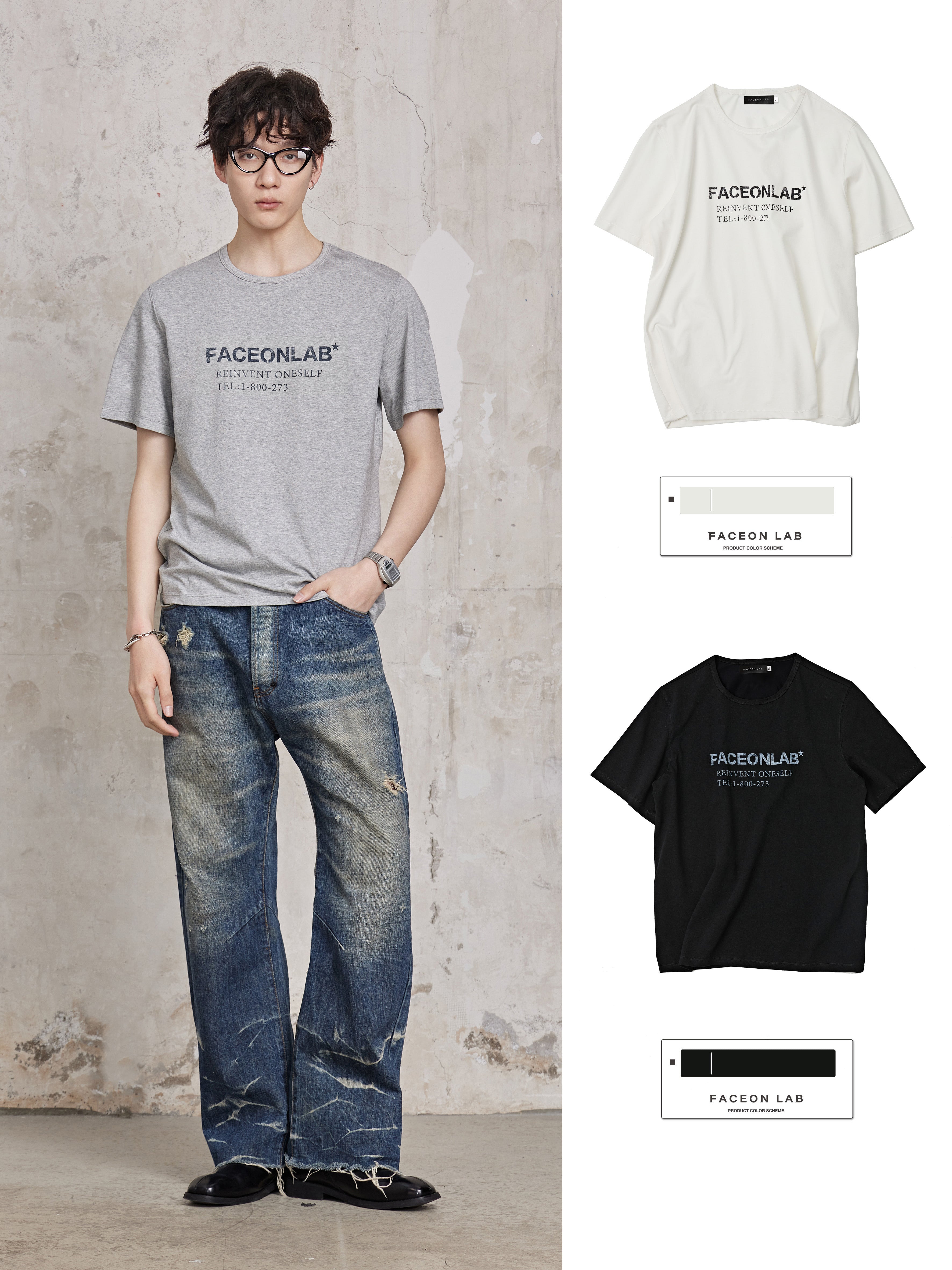 FACEONLAB Basic Plain T-shirt