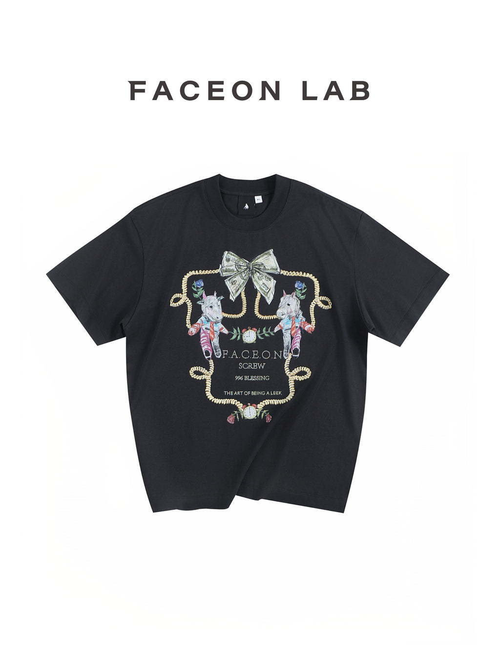 FACEONLAB Crayon Drawing Ox & Horse T-shirt