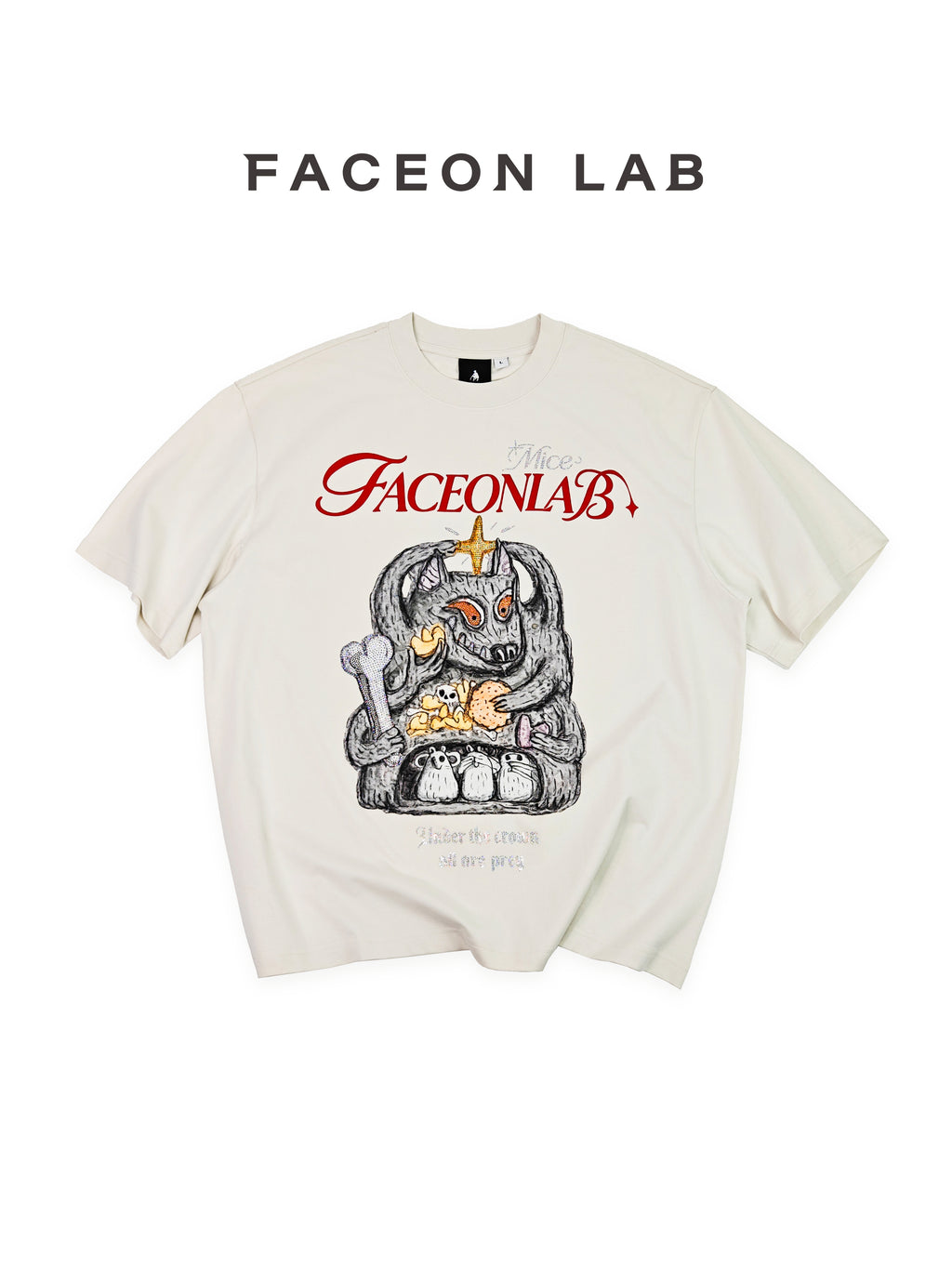FACEONLAB Cartoon Big Bad Wolf Warrior Graphic T-shirt
