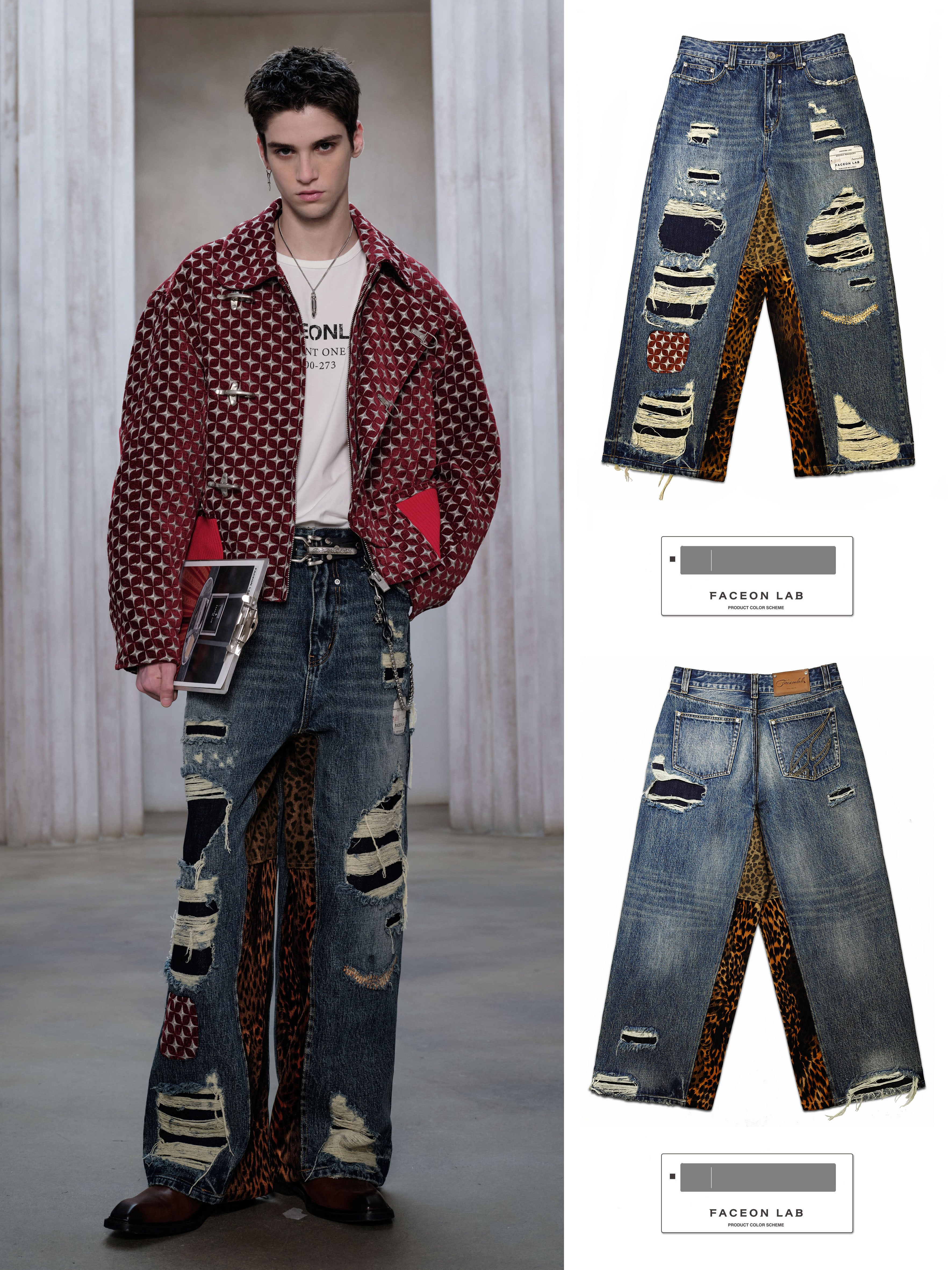 FACEONLAB Wild Cow King 2 Distressed Denim
