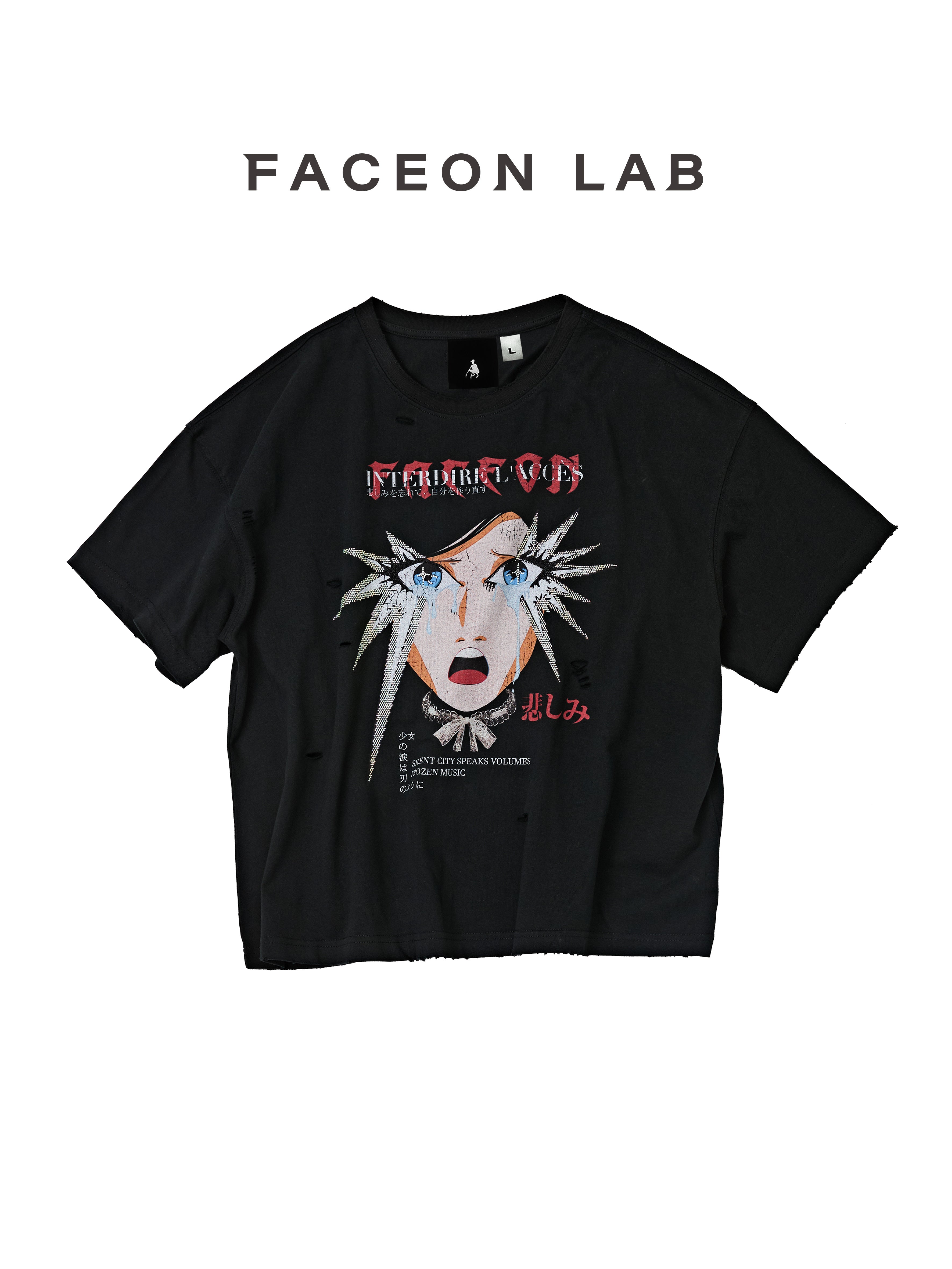 FACEONLAB Girl's Tears Rhinestone T-shirt
