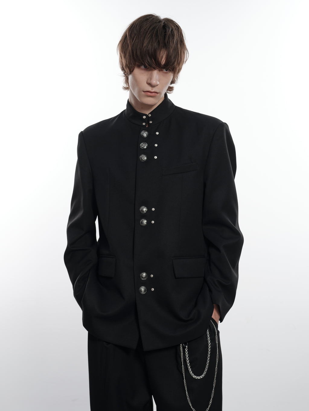 FACEONLAB Wool Blend Long Uniform Blazer