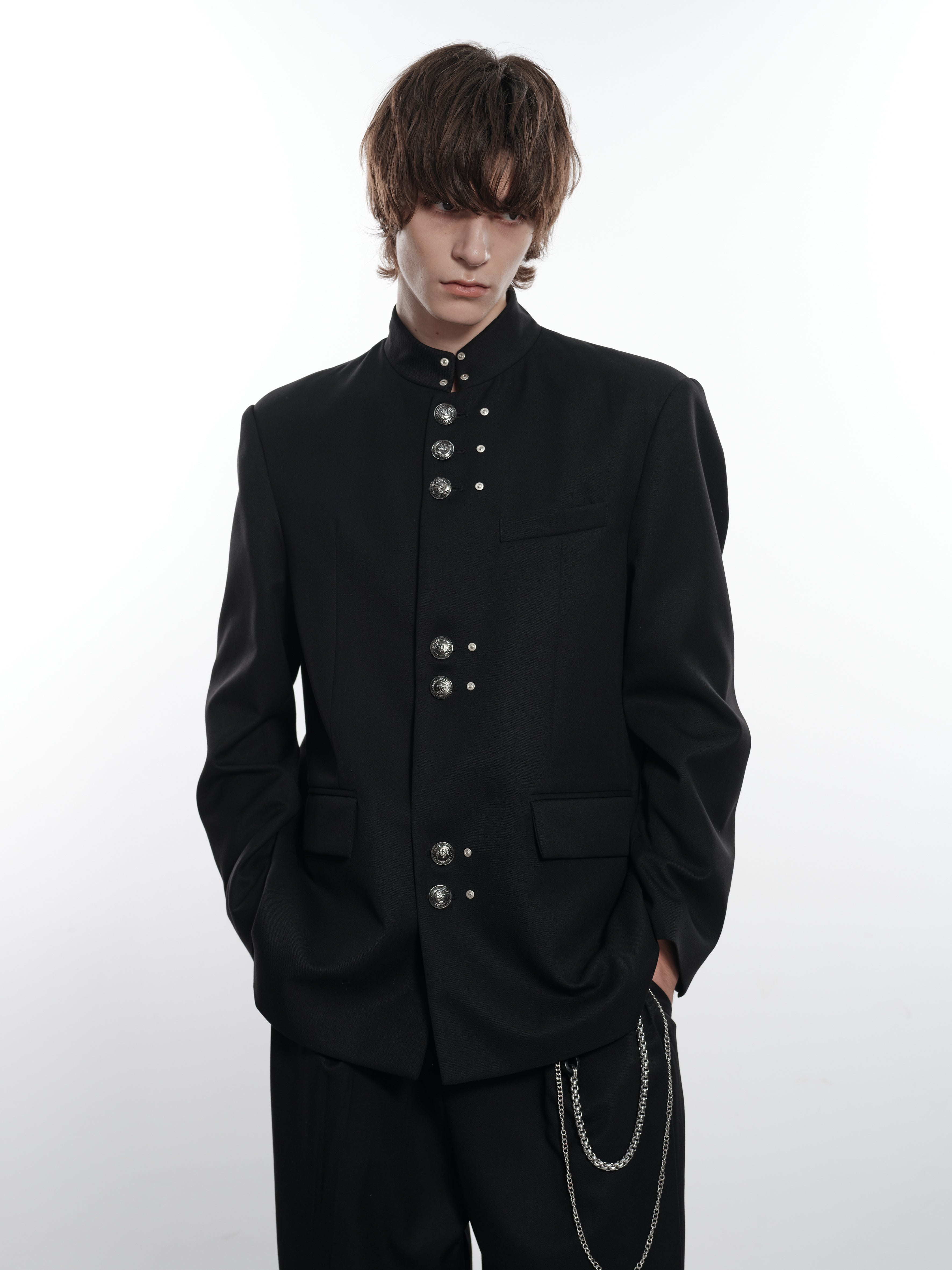 FACEONLAB Wool Blend Long Uniform Blazer