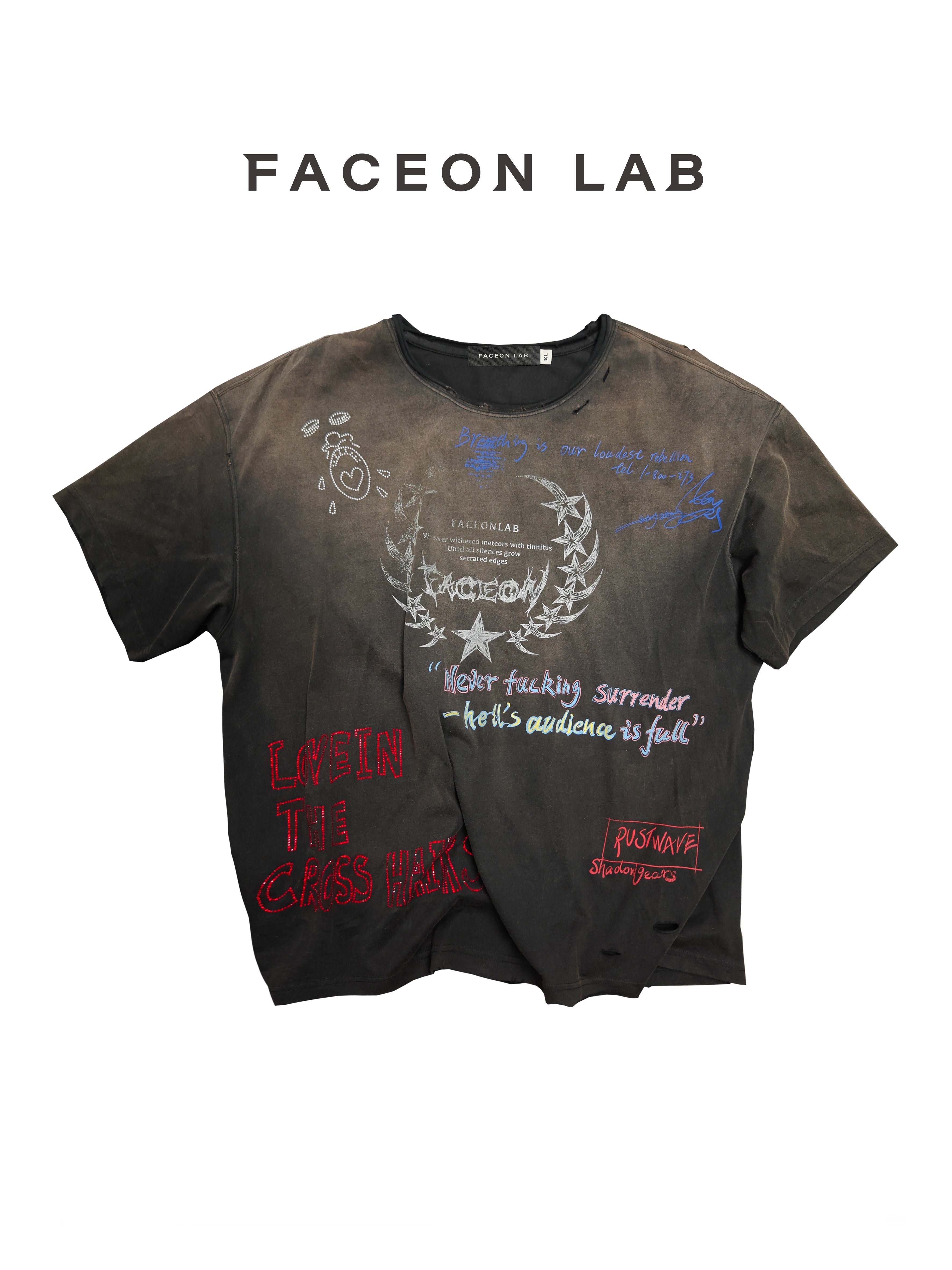 FACEONLAB Post-Punk Slogan Graphic T-shirt