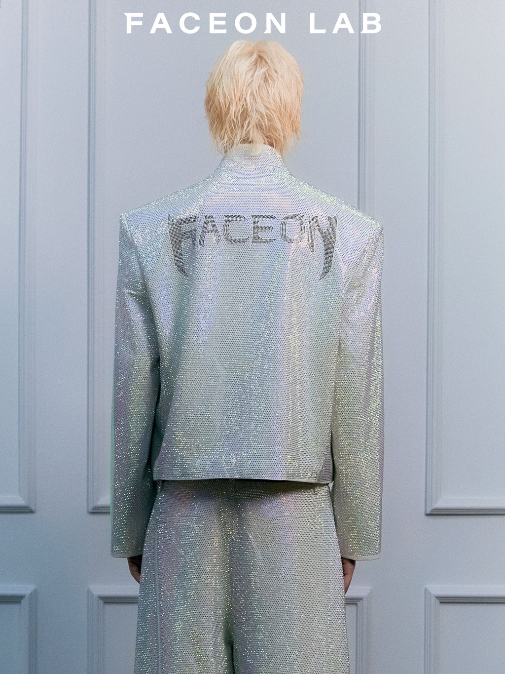 FACEONLAB Galaxy Bling Rhinestone Stand Collar Jacket Uniform