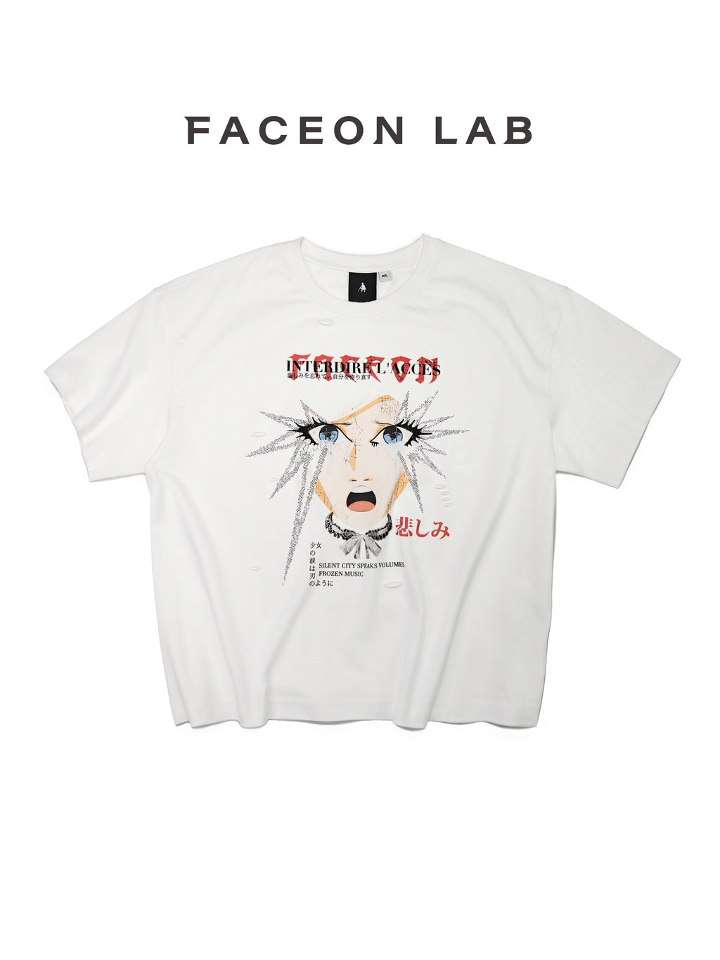 FACEONLAB Girl's Tears Rhinestone T-shirt