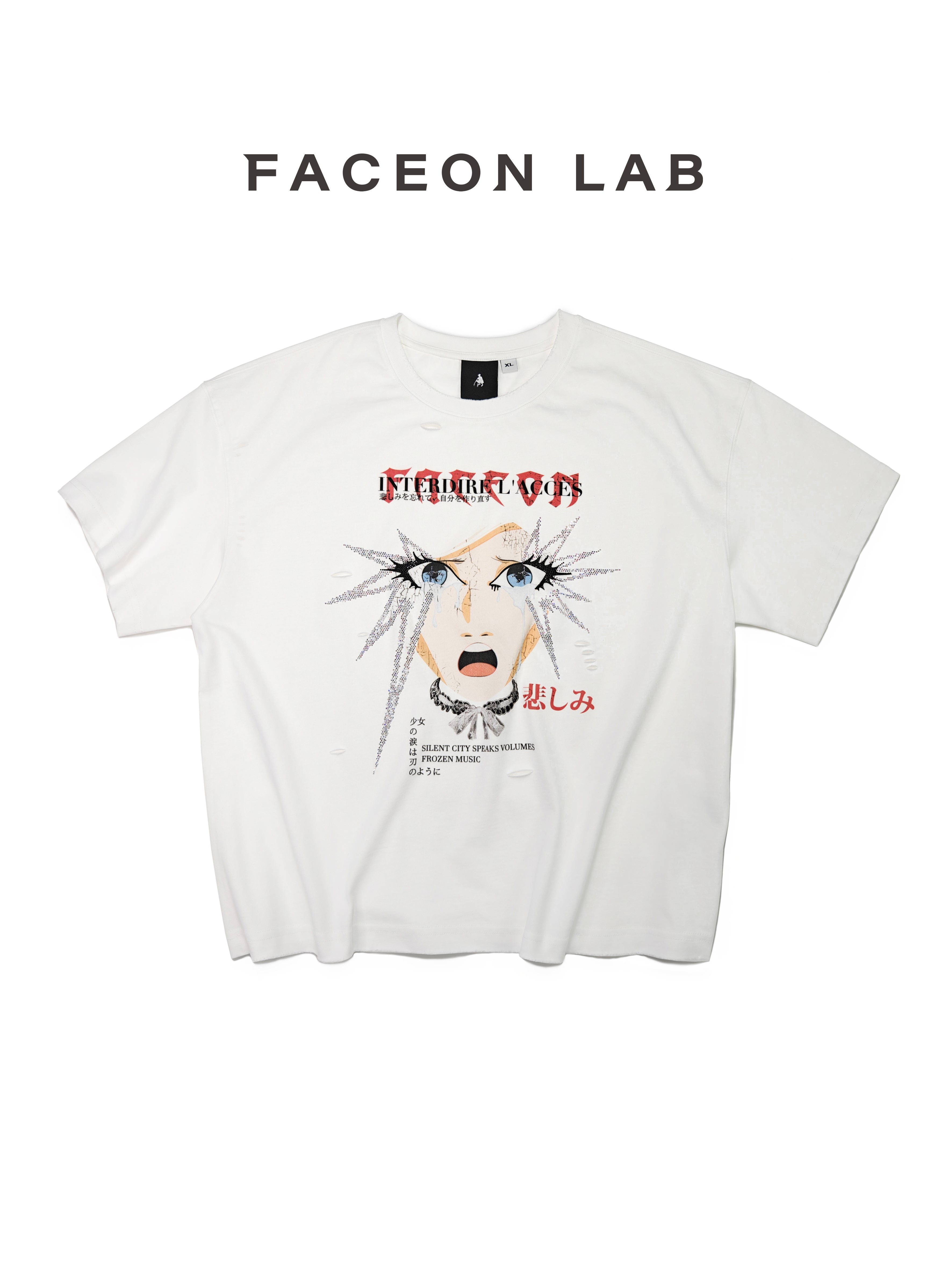FACEONLAB Girl's Tears Rhinestone T-shirt