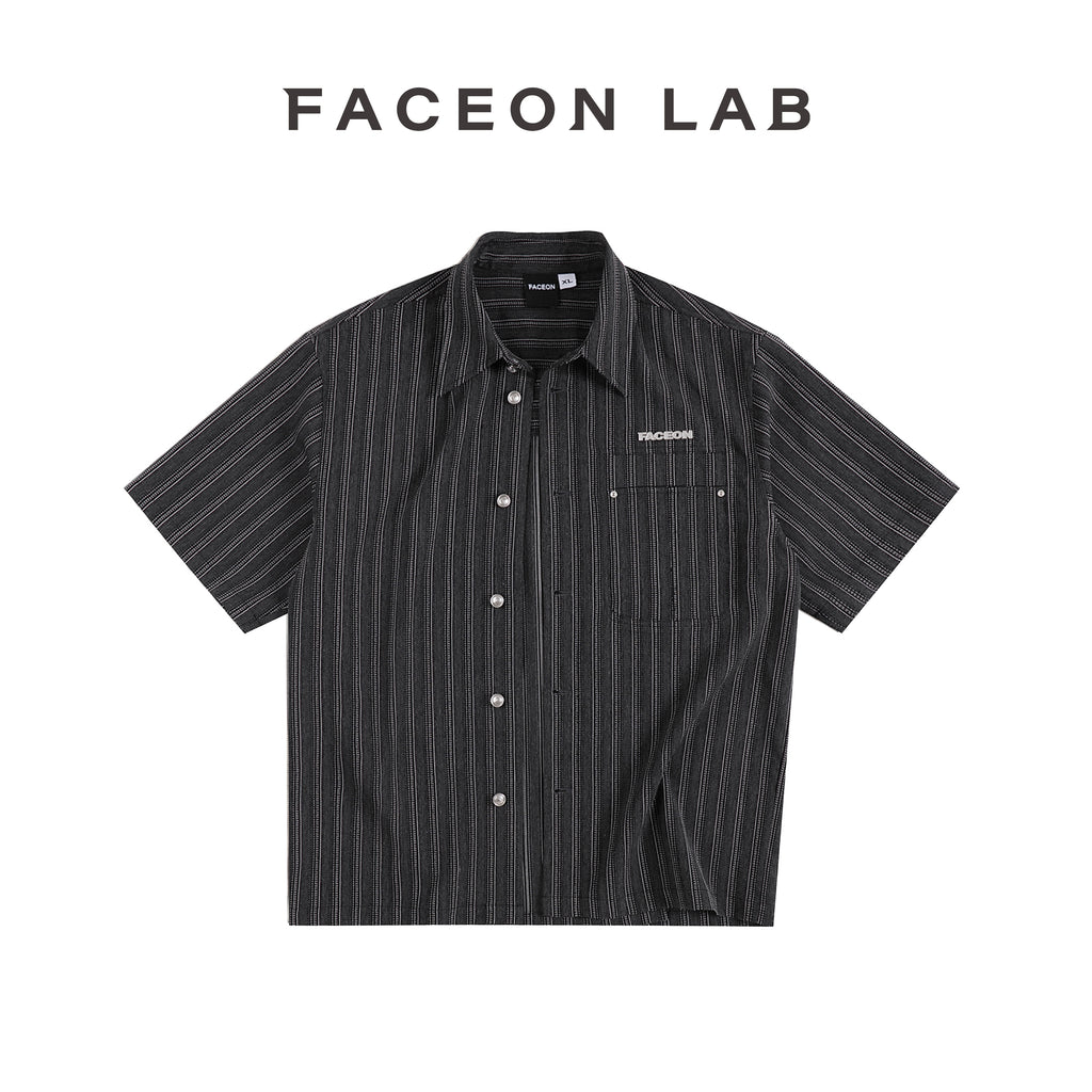 FACEONLAB Striped Short Sleeve Shirt
