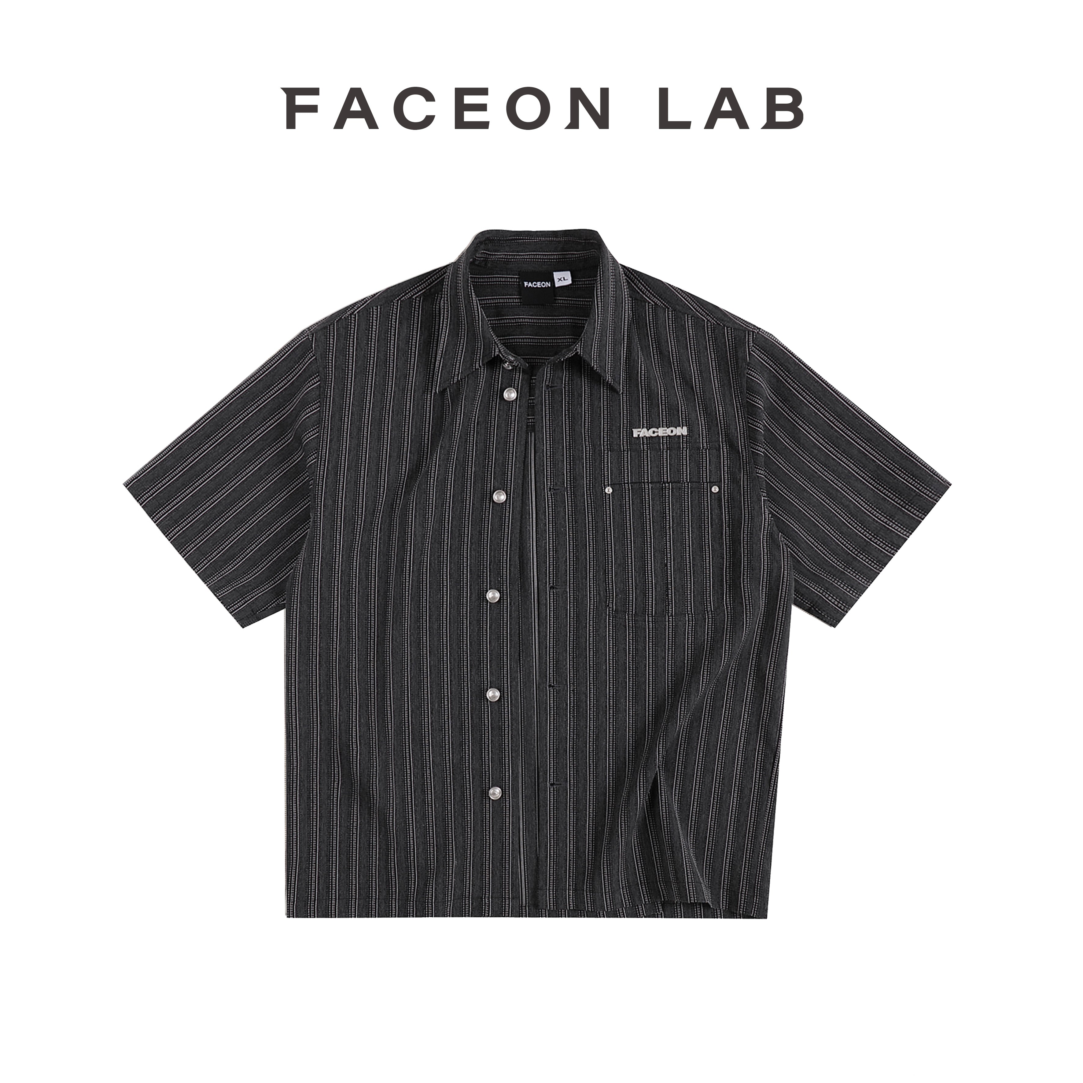 FACEONLAB Striped Short Sleeve Shirt