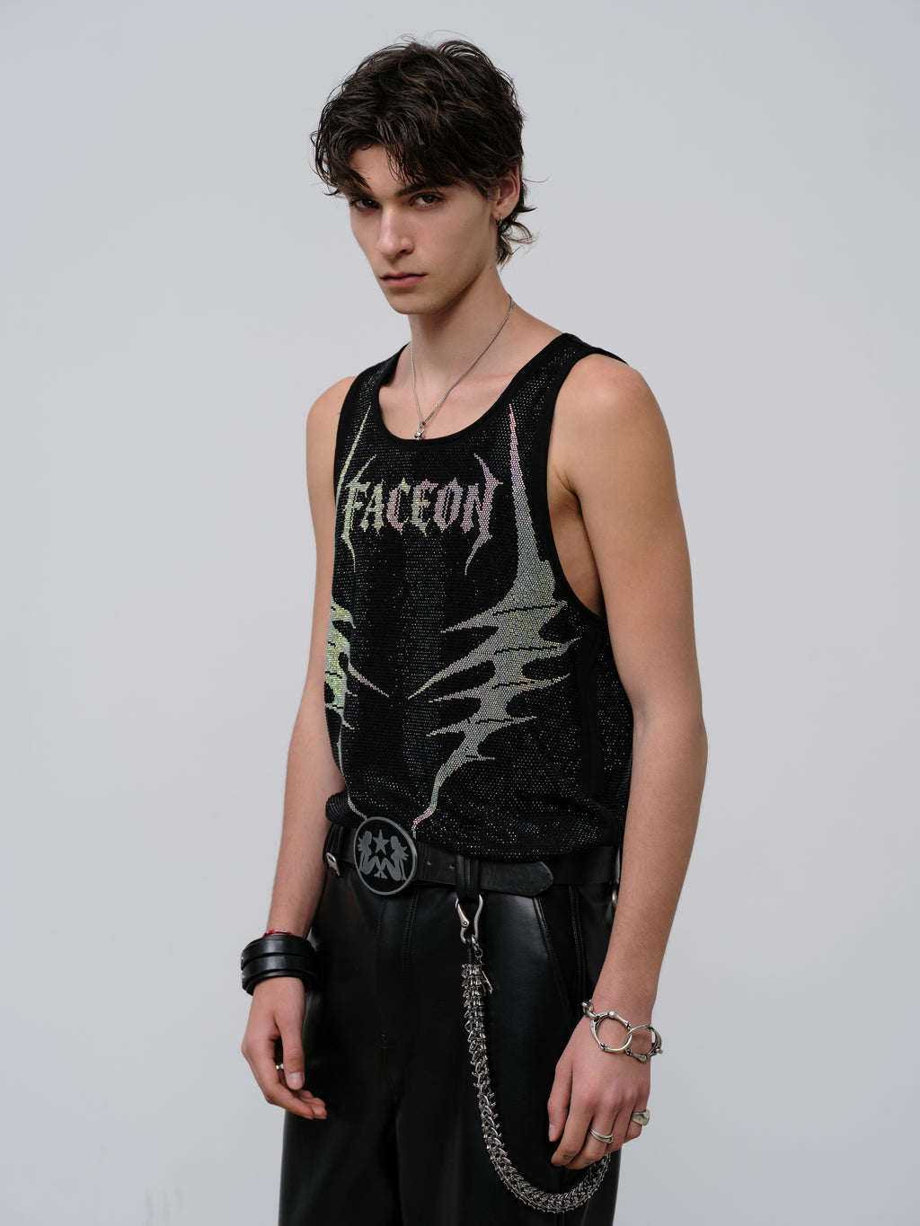 FACEONLAB Fierce Leopard Rhinestone Tank Top