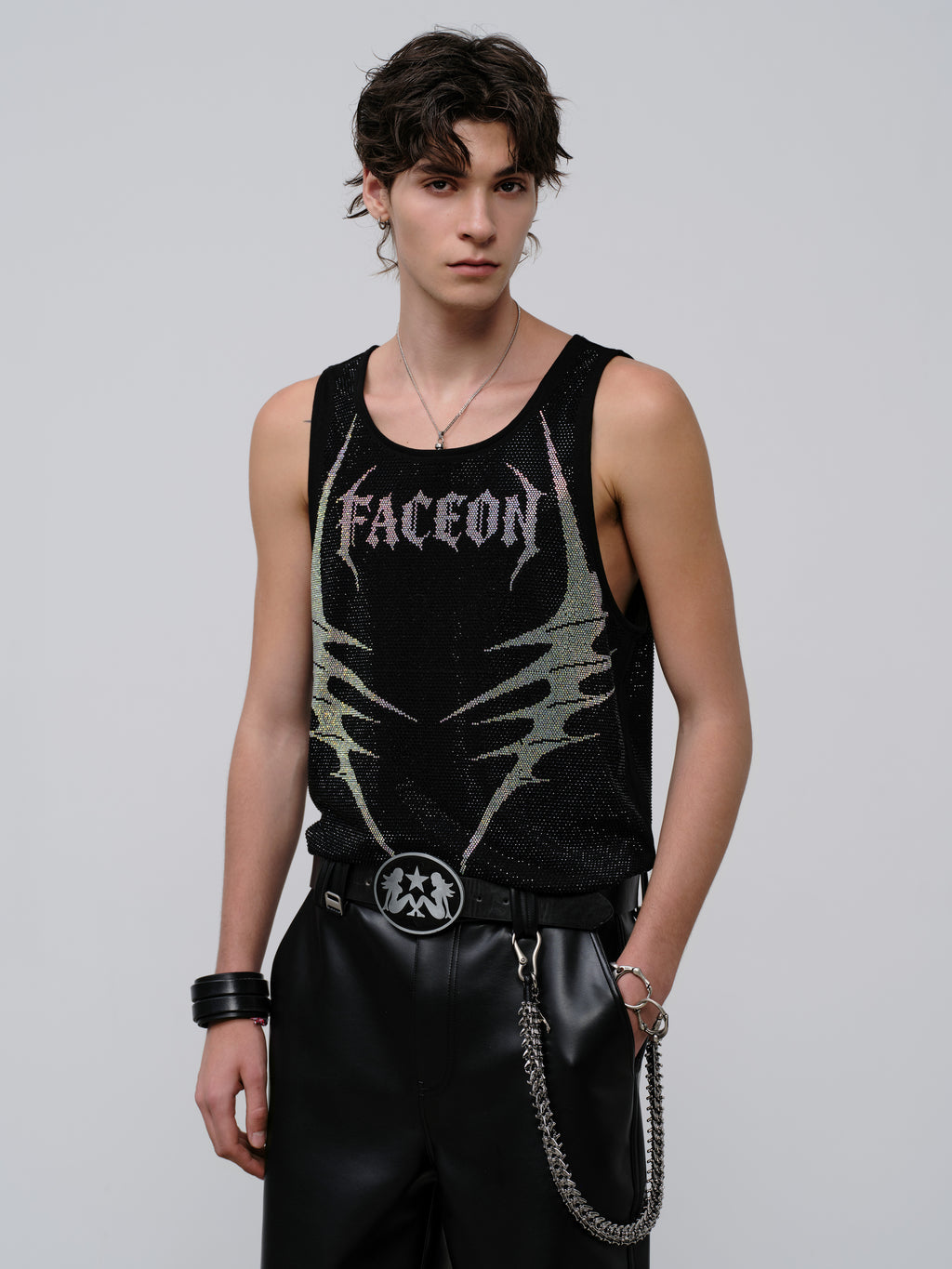 FACEONLAB Fierce Leopard Rhinestone Tank Top
