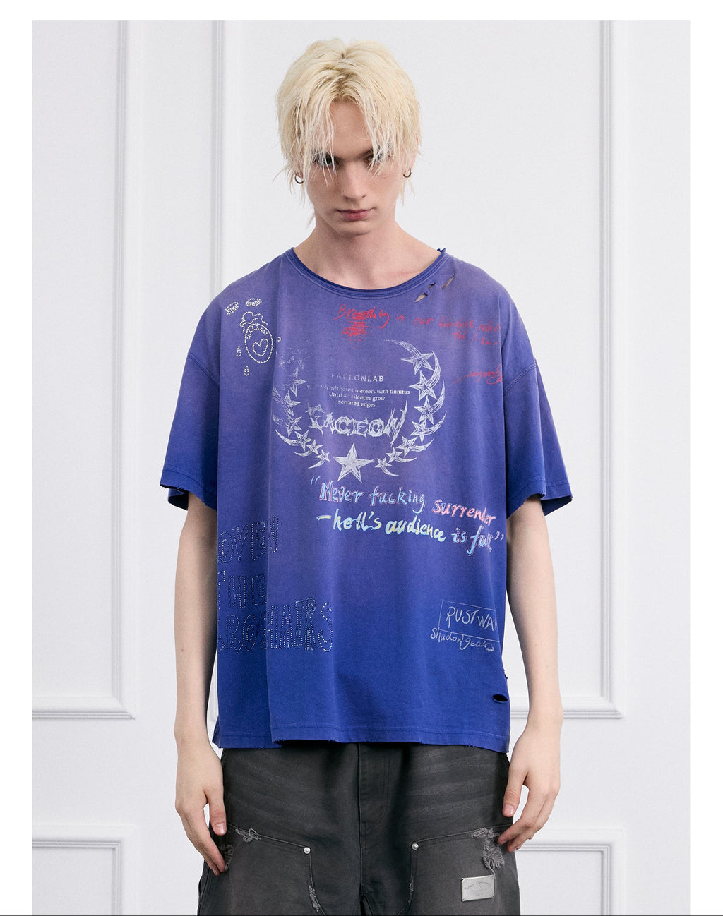 FACEONLAB Post-Punk Slogan Graphic T-shirt