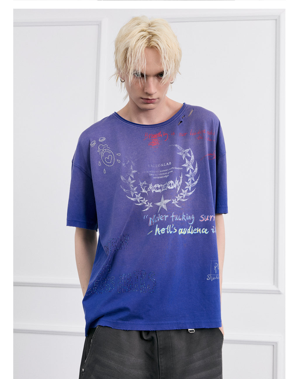 FACEONLAB Post-Punk Slogan Graphic T-shirt