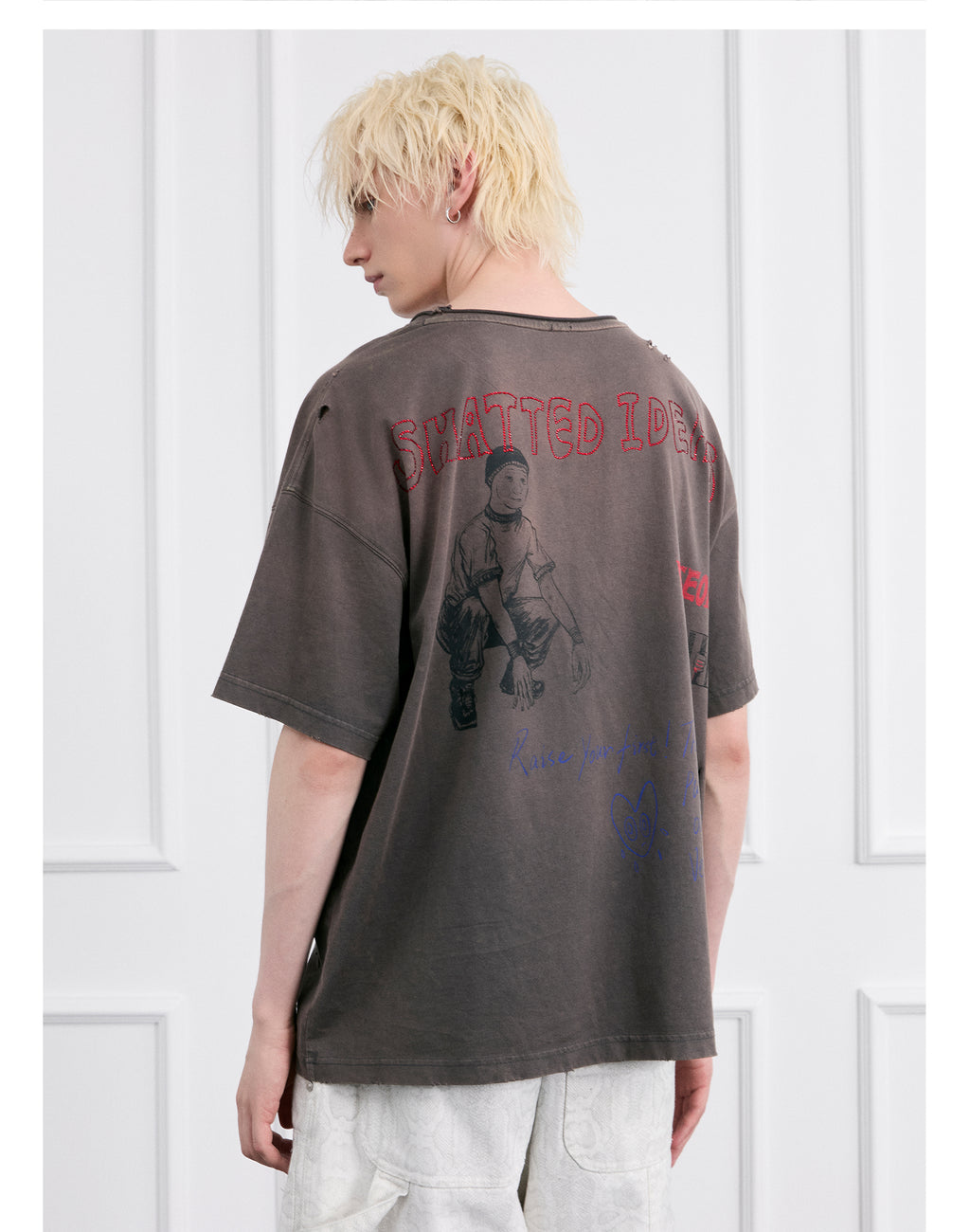 FACEONLAB Post-Punk Slogan Graphic T-shirt