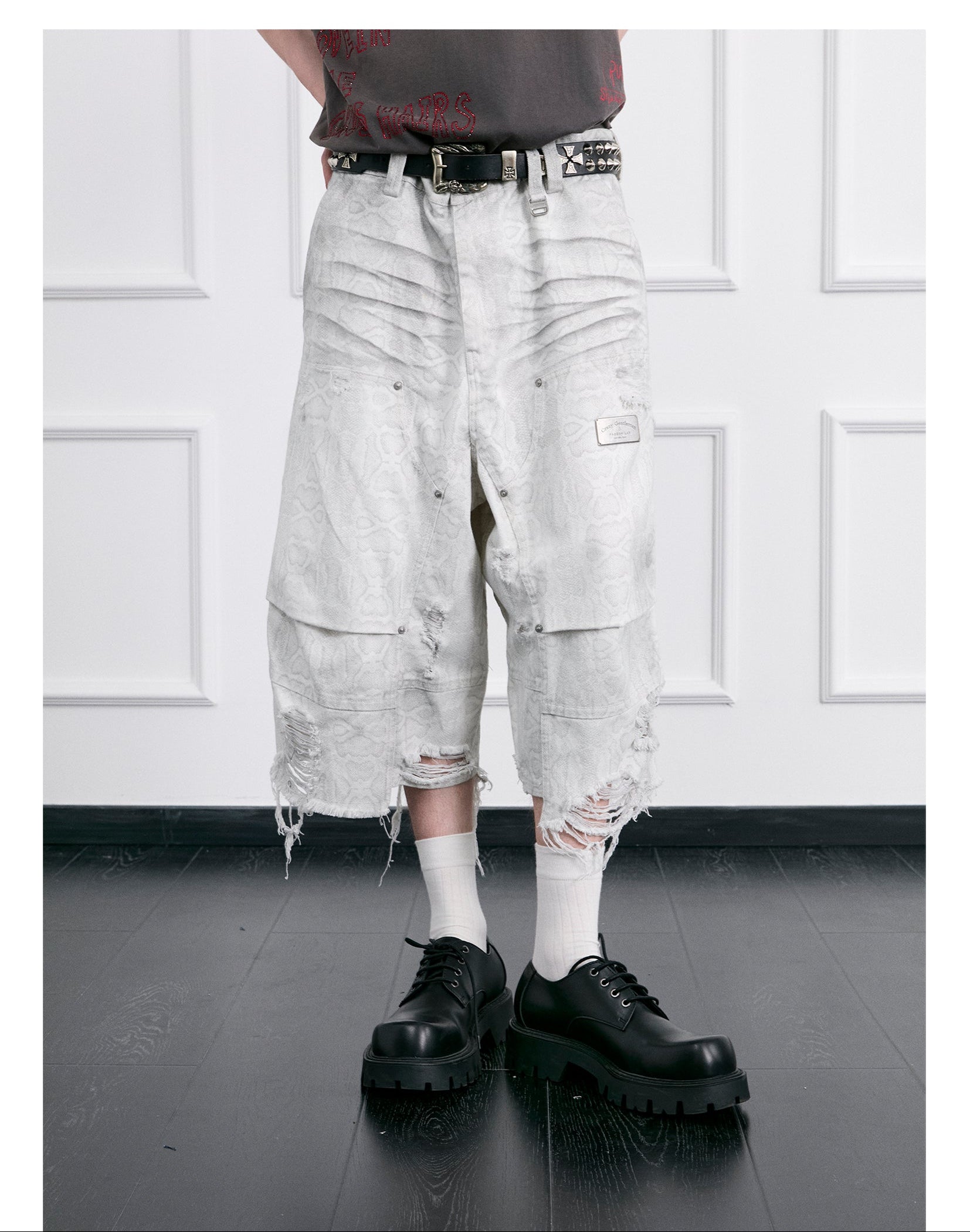 FACEONLAB Distressed Logger Pants