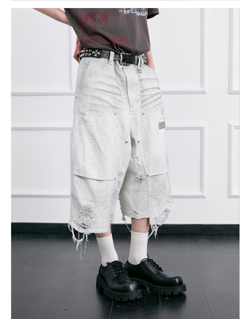 FACEONLAB Distressed Logger Pants