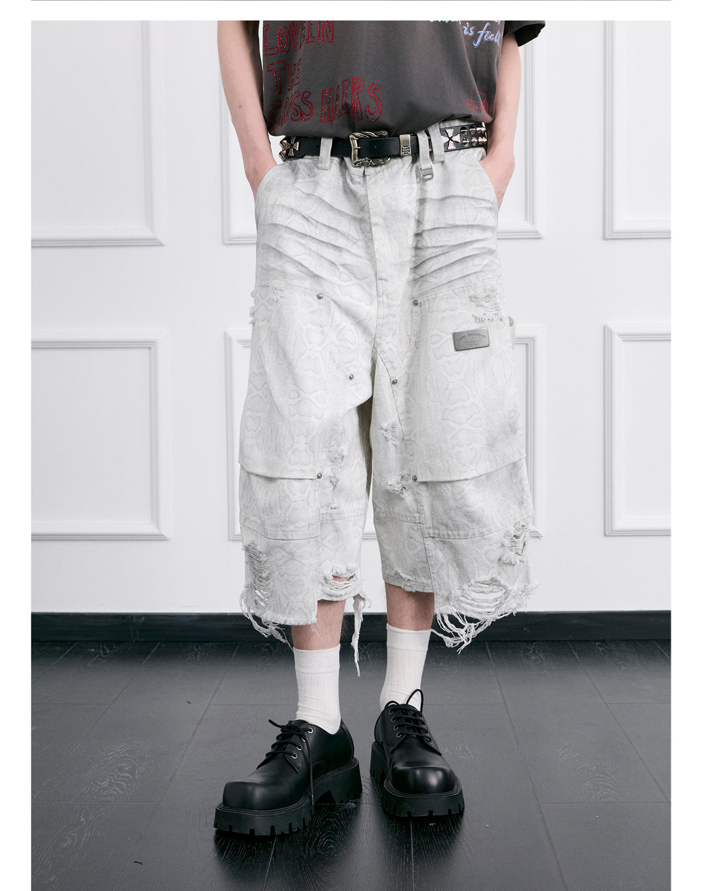 FACEONLAB Distressed Logger Pants