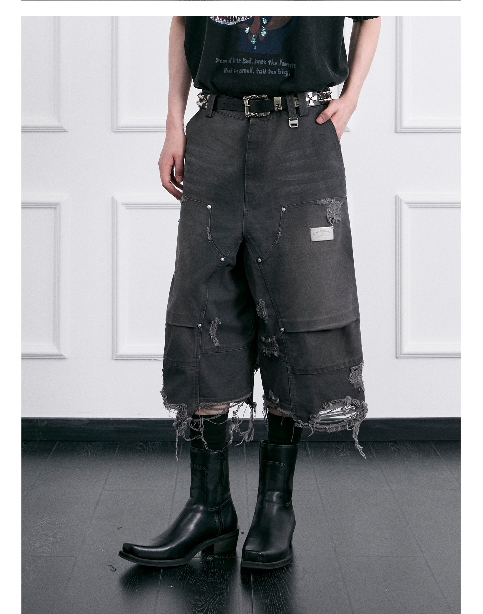 FACEONLAB Distressed Logger Pants