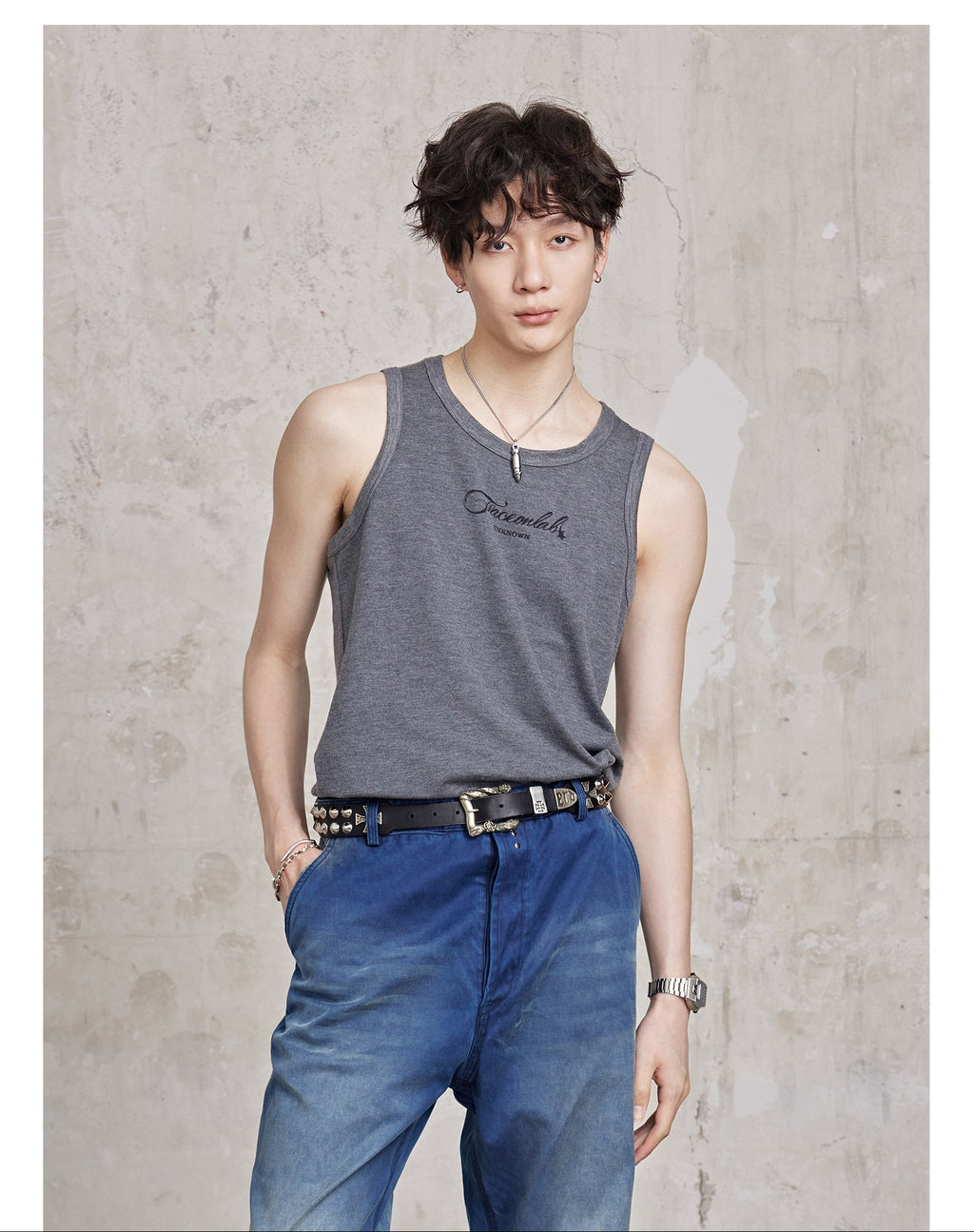 FACEONKAB Solid Color Wool Vest