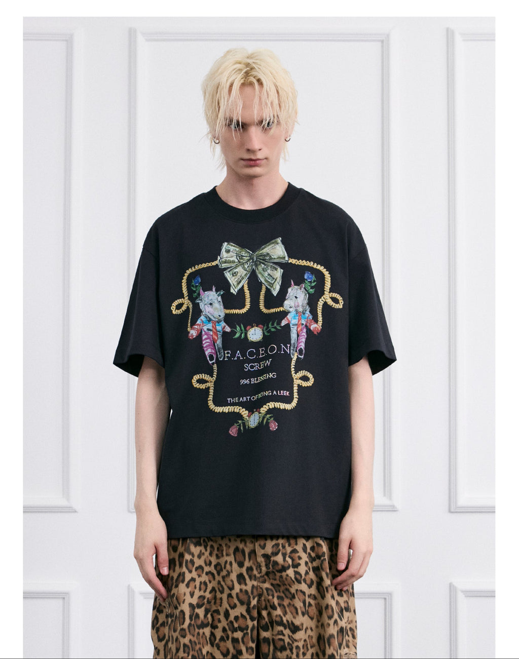 FACEONLAB Crayon Drawing Ox & Horse T-shirt