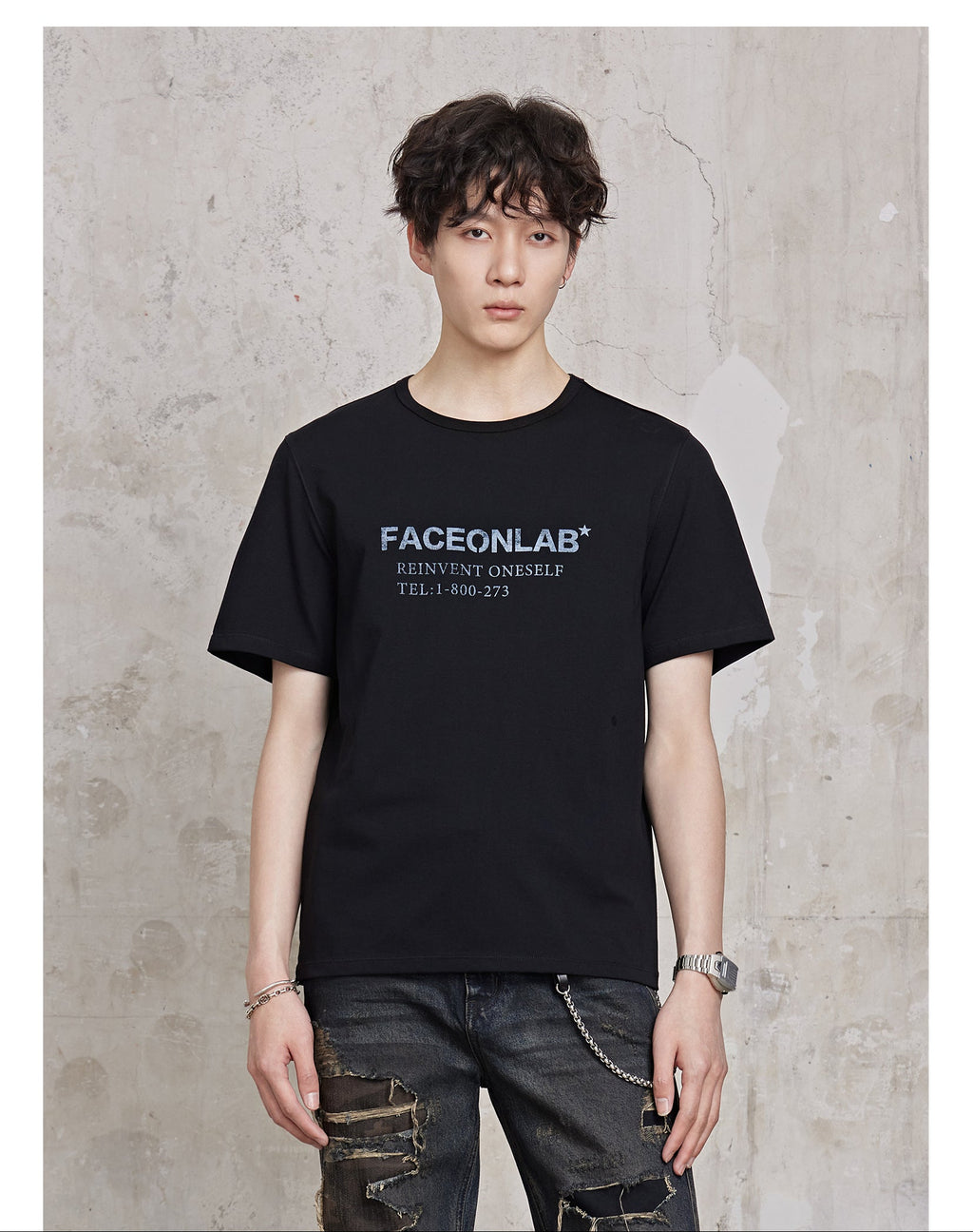 FACEONLAB Basic Plain T-shirt