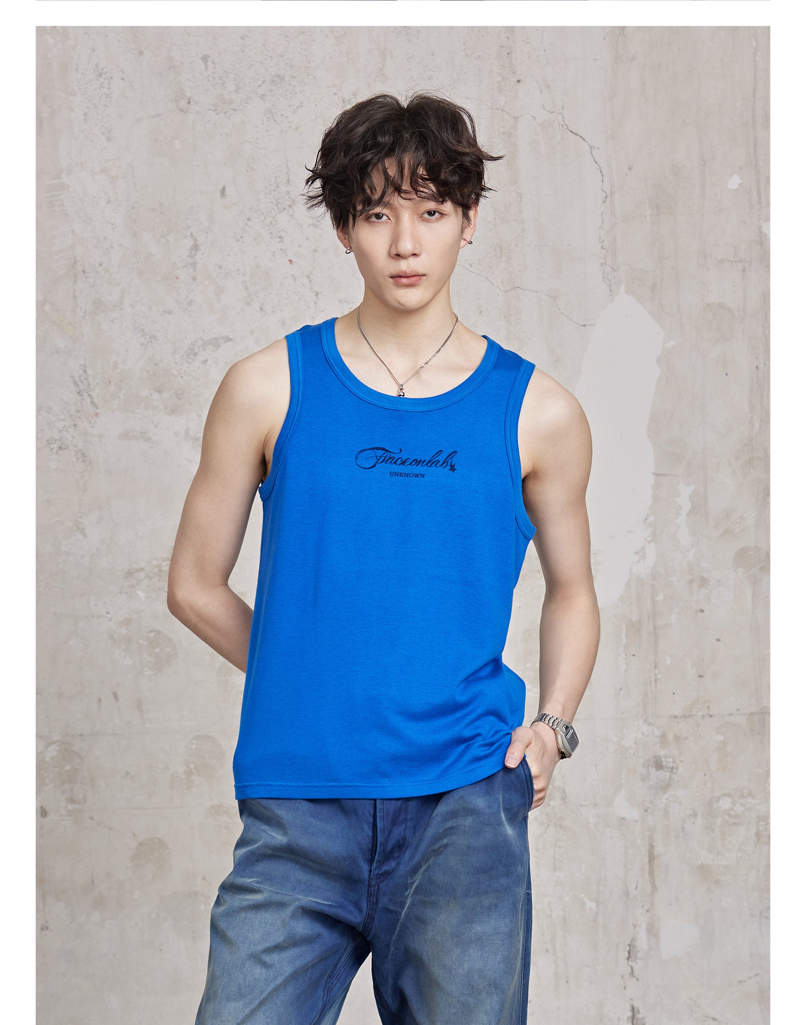 FACEONKAB Solid Color Wool Vest