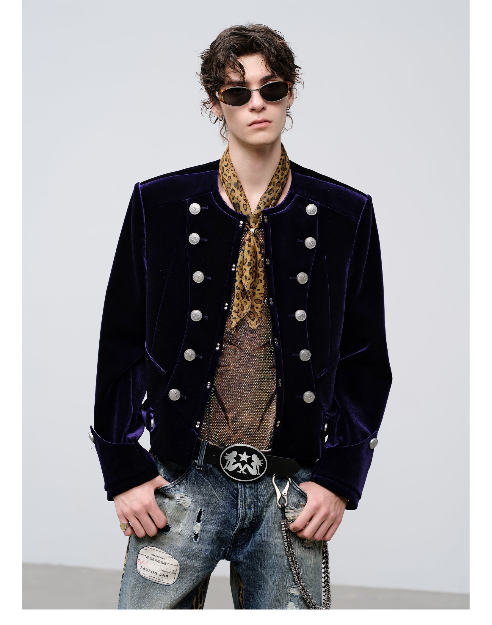 FACEONLAB Velvet Napoleon Jacket