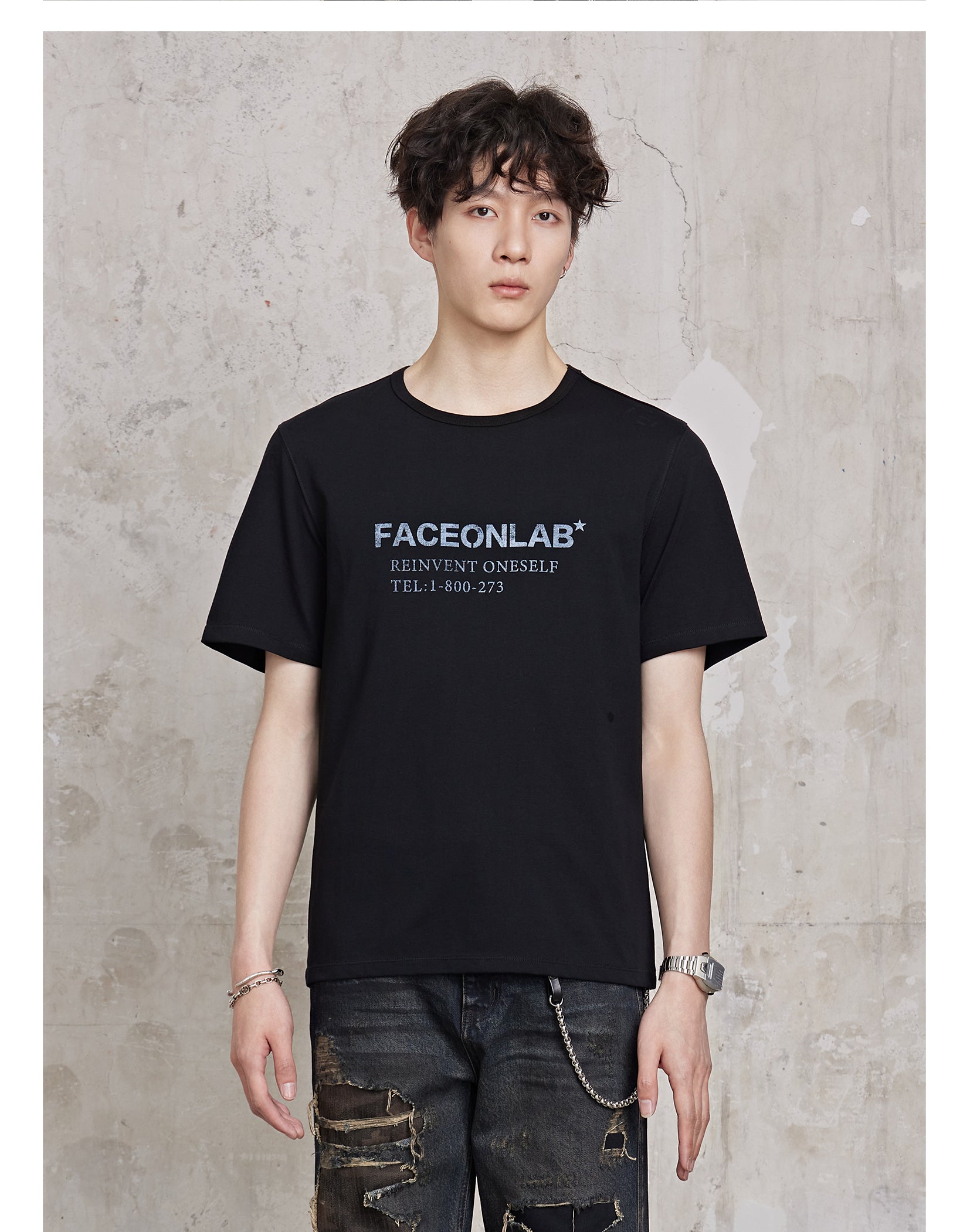 FACEONLAB Basic Plain T-shirt