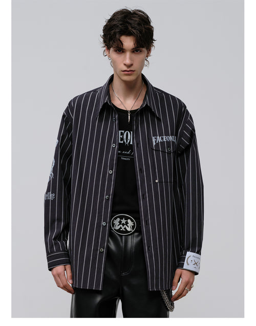 FACEONLAB Danger & Temptation Striped Animal Print Shirt