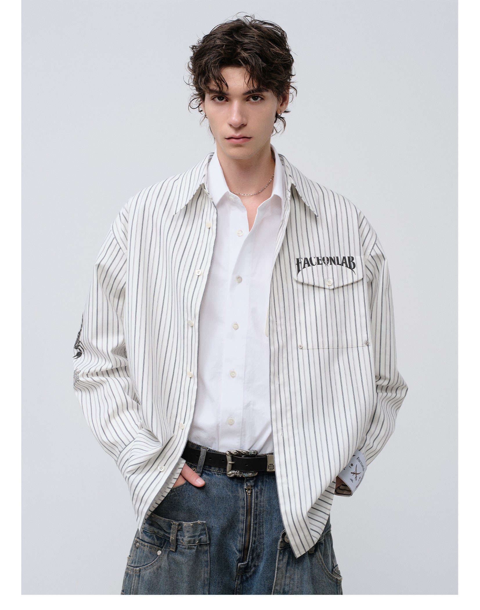 FACEONLAB Danger & Temptation Striped Animal Print Shirt
