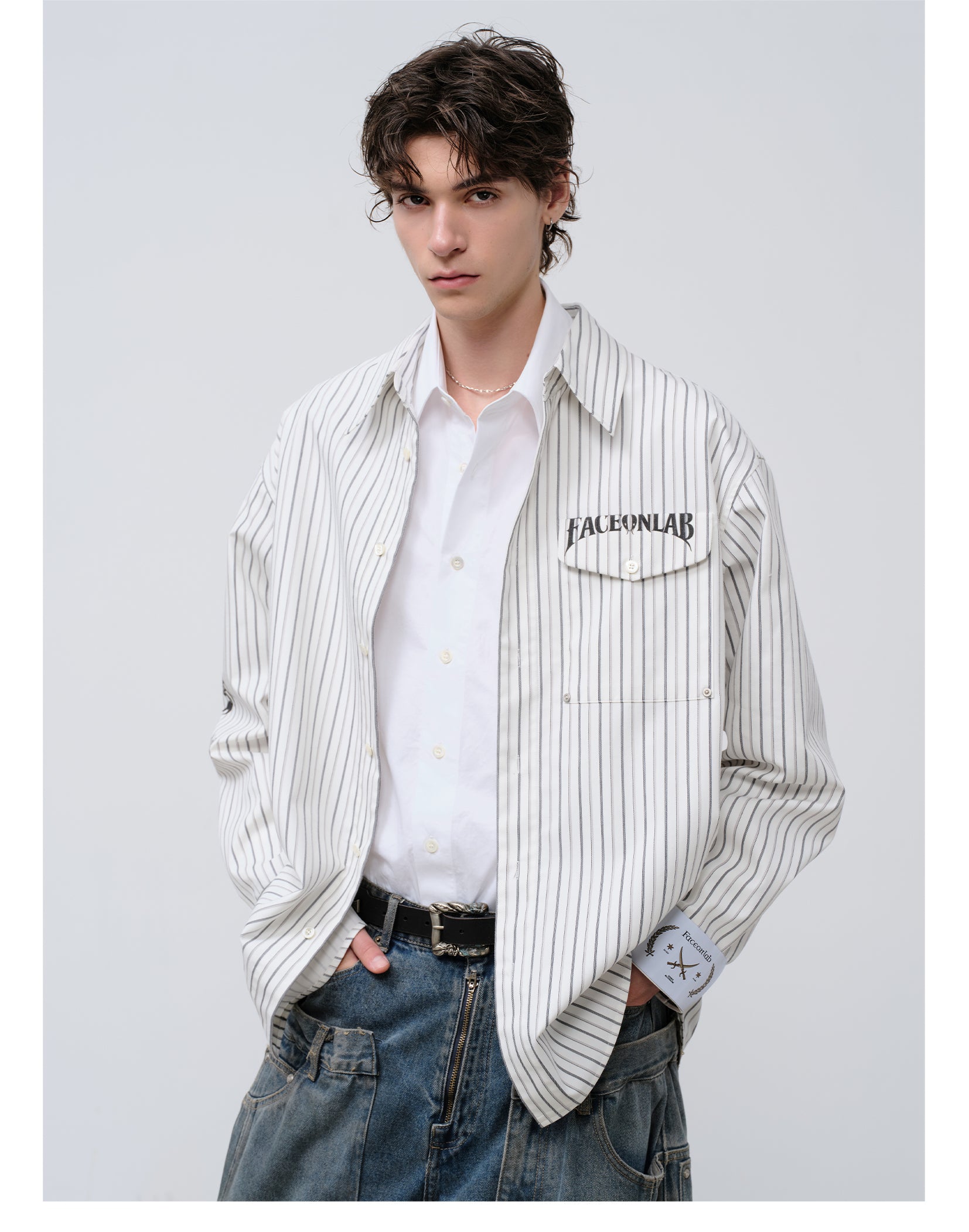 FACEONLAB Danger & Temptation Striped Animal Print Shirt