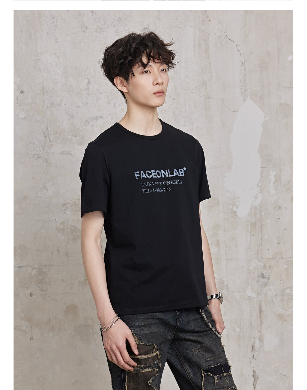 FACEONLAB Basic Plain T-shirt