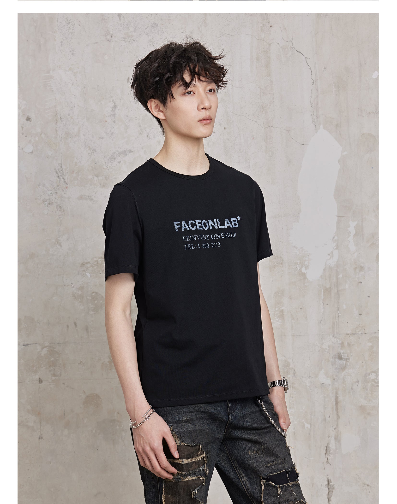 FACEONLAB Basic Plain T-shirt