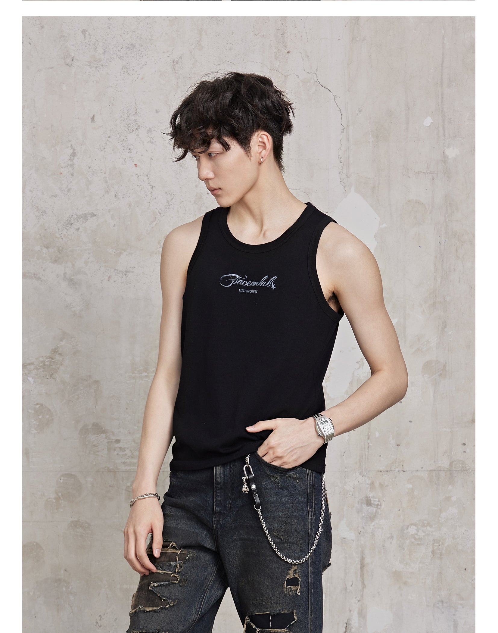 FACEONKAB Solid Color Wool Vest