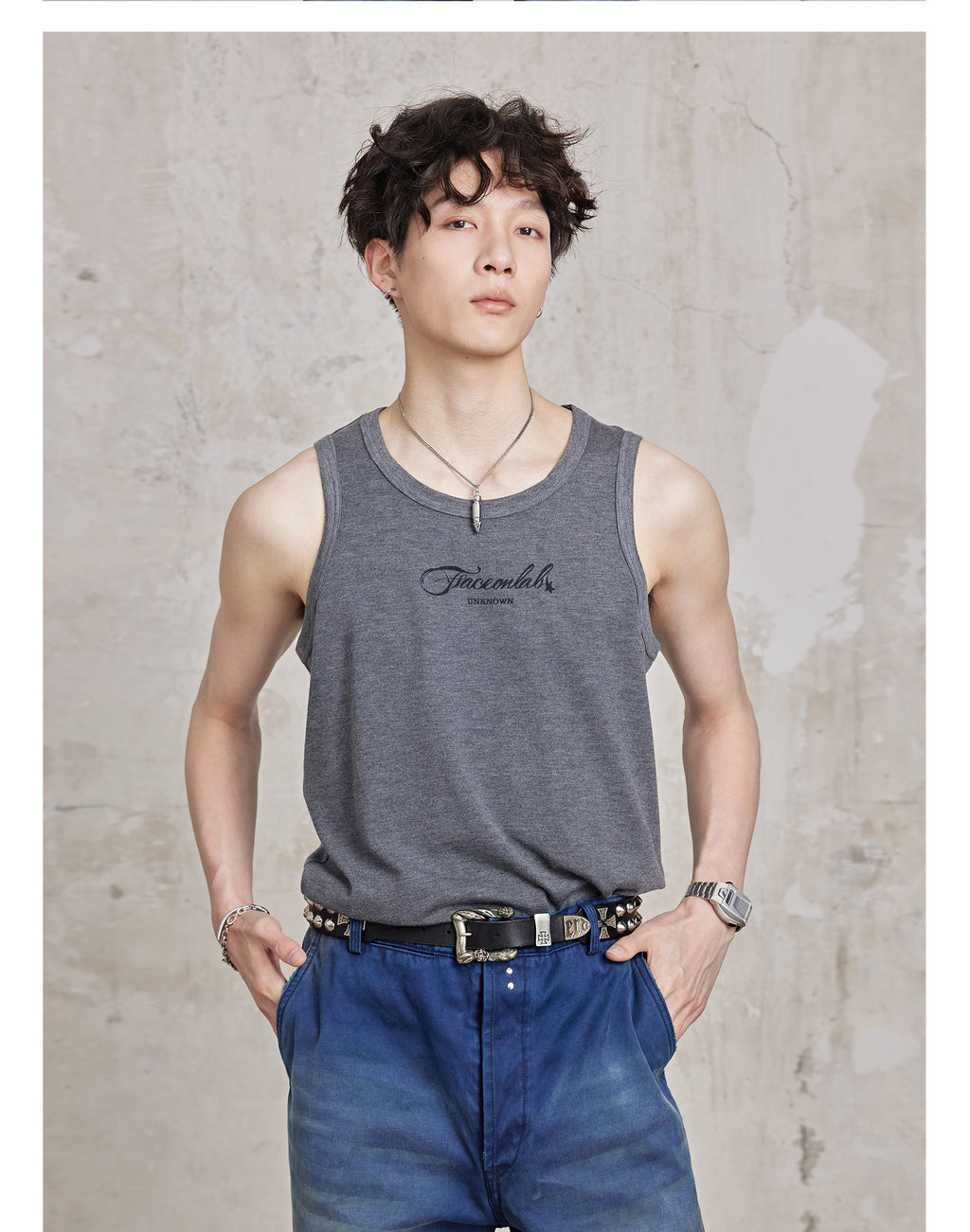 FACEONKAB Solid Color Wool Vest